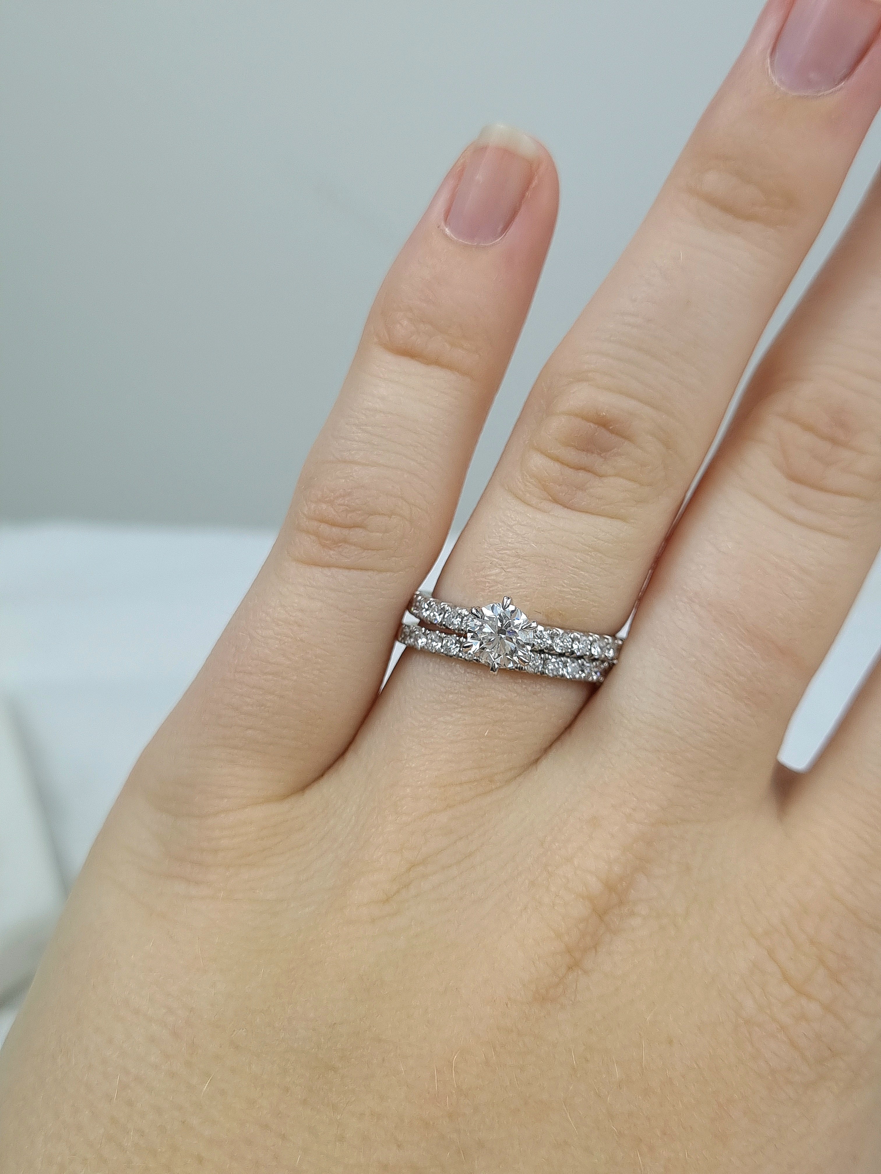 18ct Yellow and White Gold Round Brillant Cut Diamond Engagement Ring, 0.70ct Centre