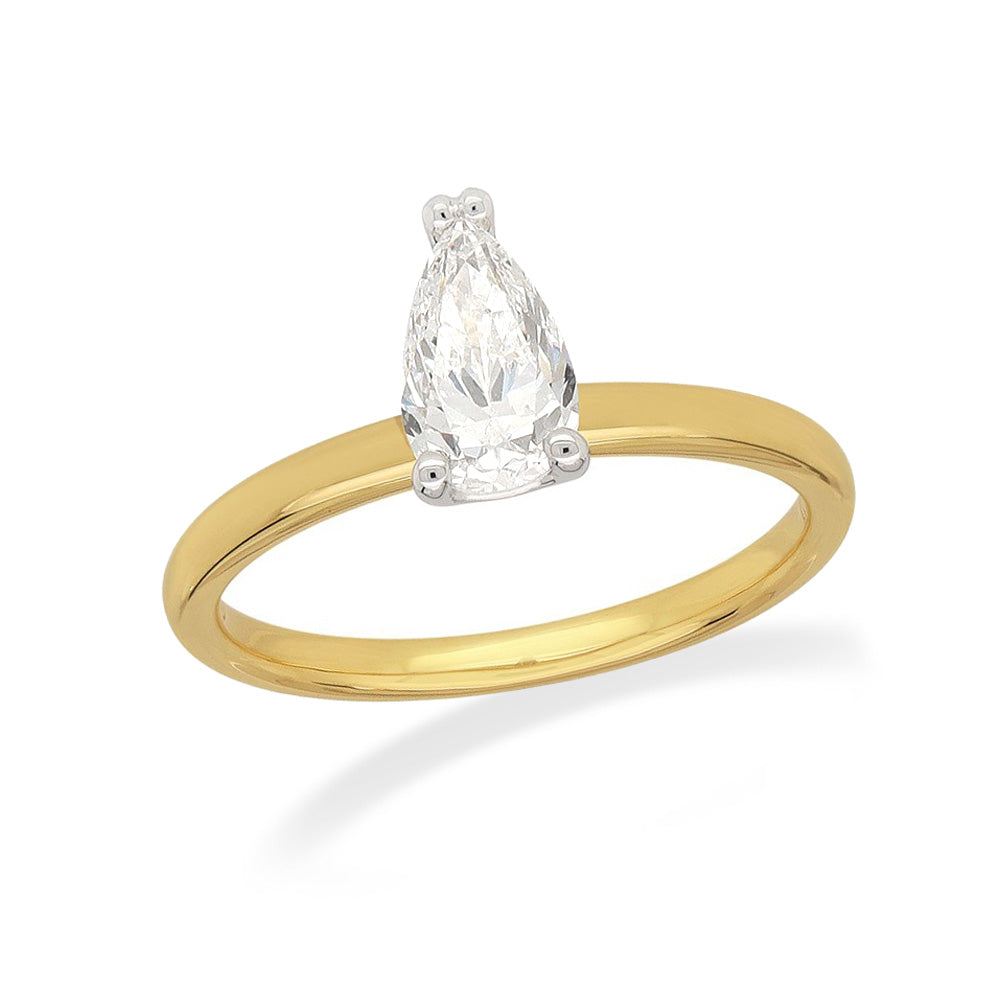 18ct Yellow and White gold Pear engagement ring, 0.71ct centre