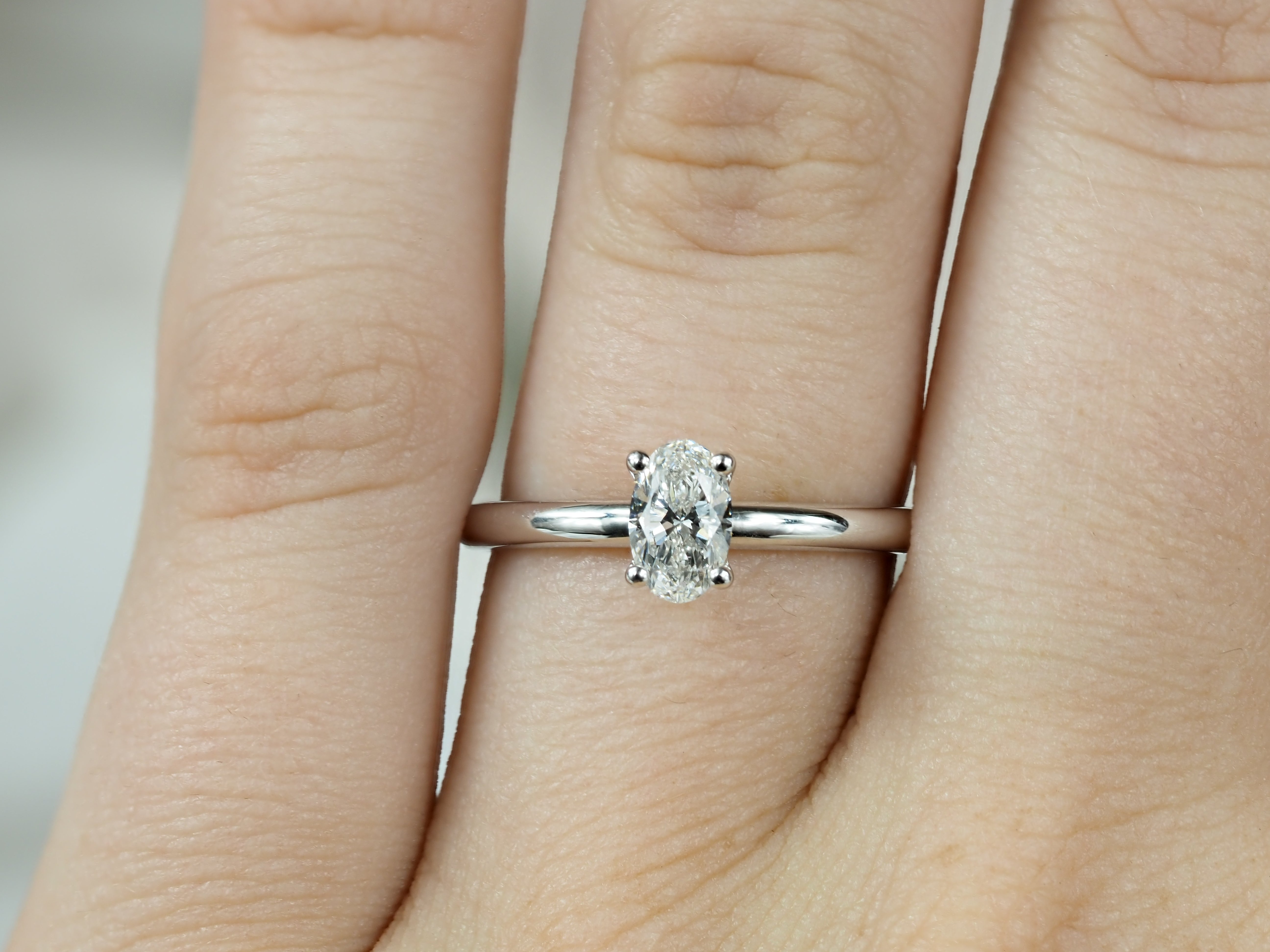 18ct White Gold Oval Cut Diamond Engagement Ring, 0.50ct Centre