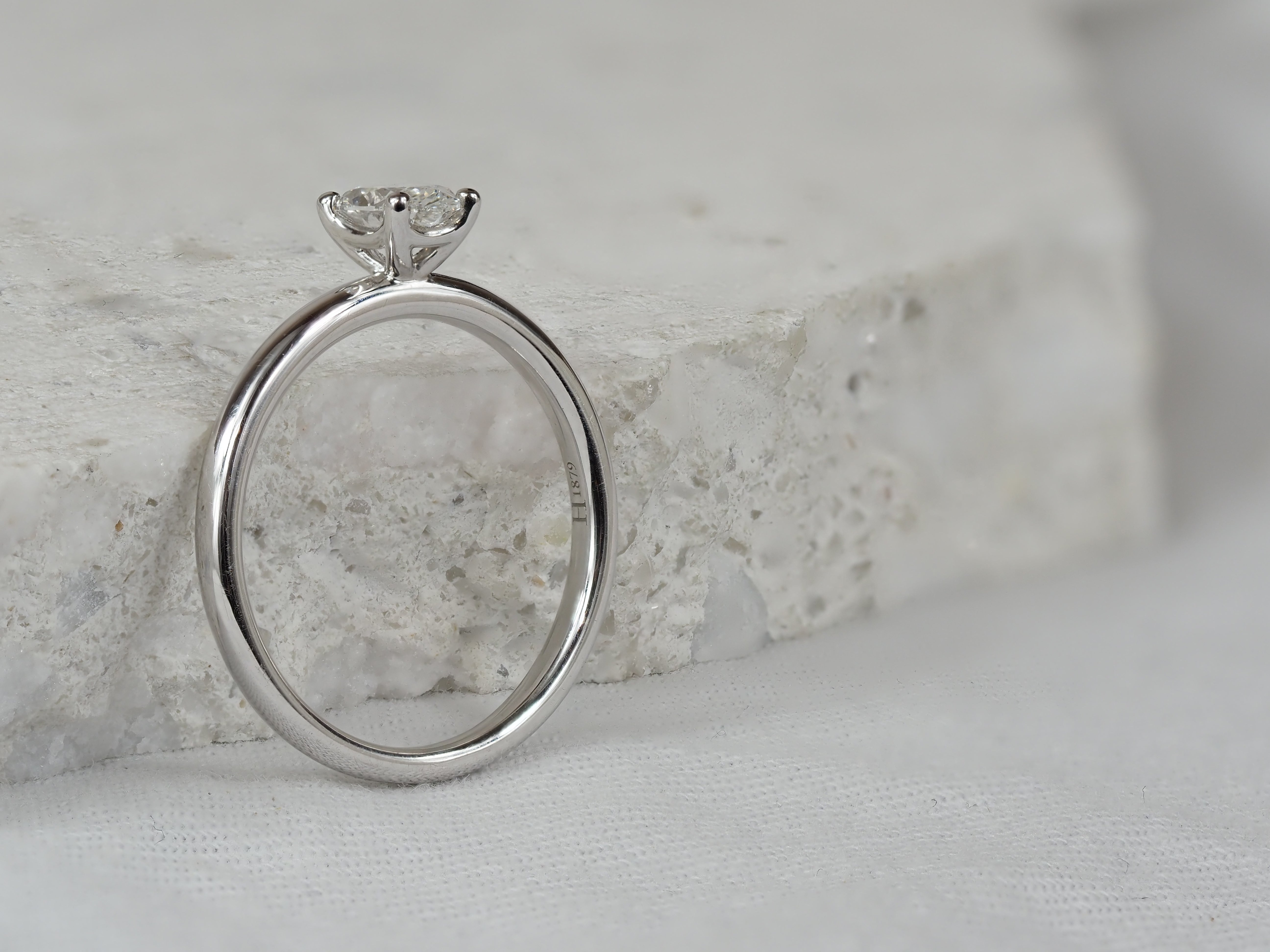 18ct White Gold Oval Cut Diamond Engagement Ring, 0.50ct Centre