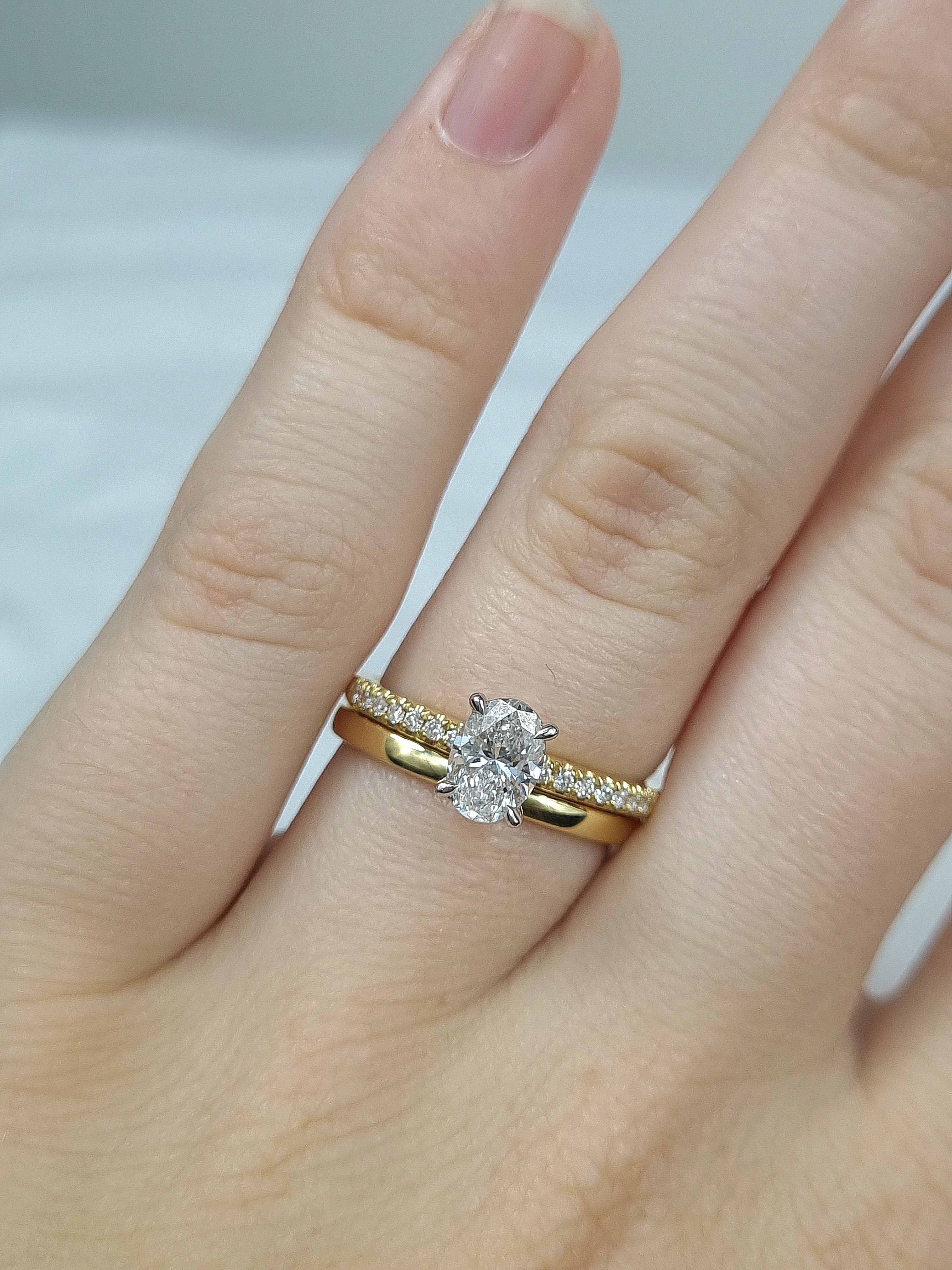 18ct Yellow and White gold Oval Cut Diamond Engagement Ring, 0.72ct Centre