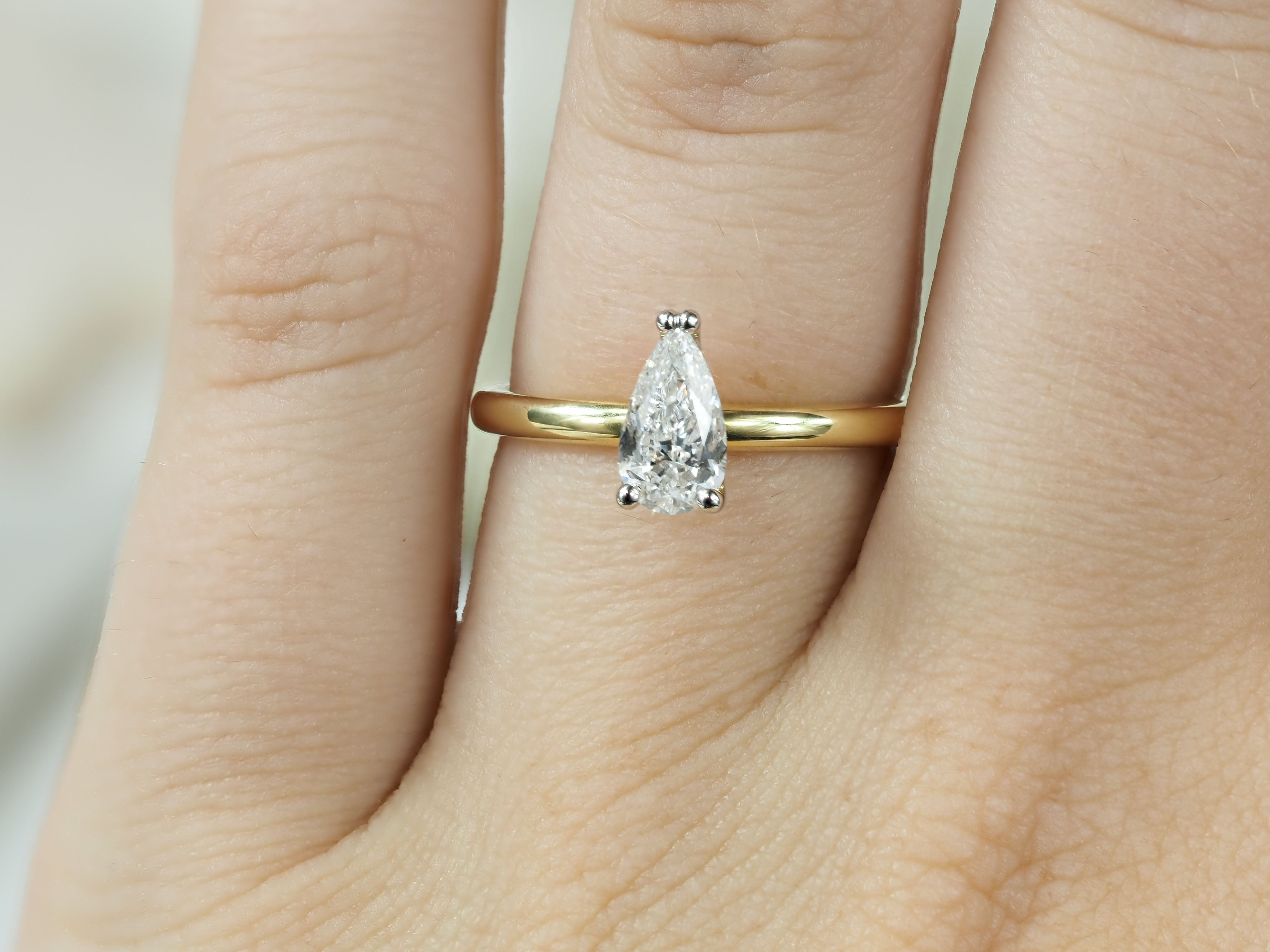 18ct Yellow and White Gold Pear Cut Diamond Engagement Ring, 0.71ct Centre