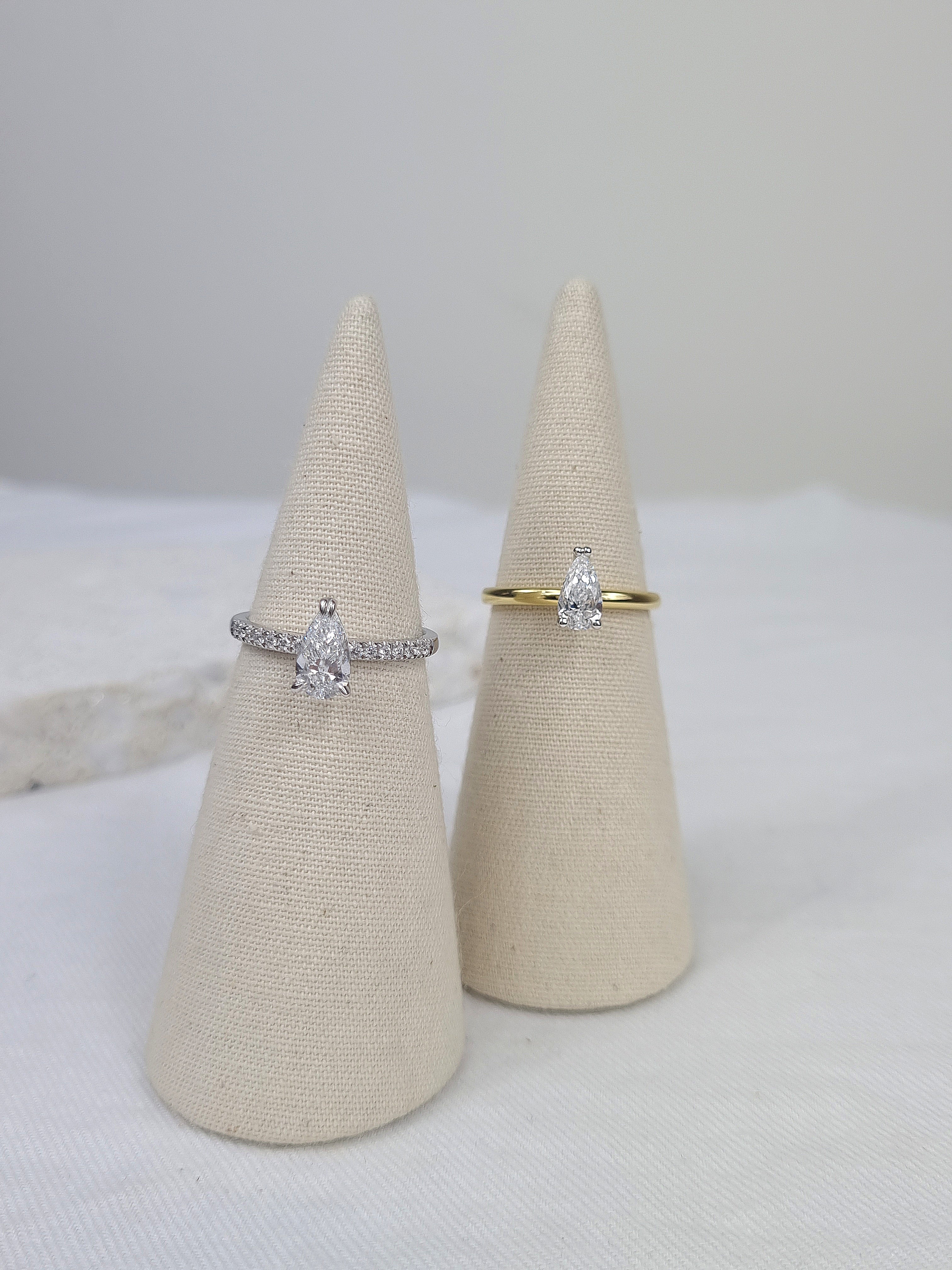 18ct White Gold Pear Cut Diamond Engagement Ring, 0.72ct Centre