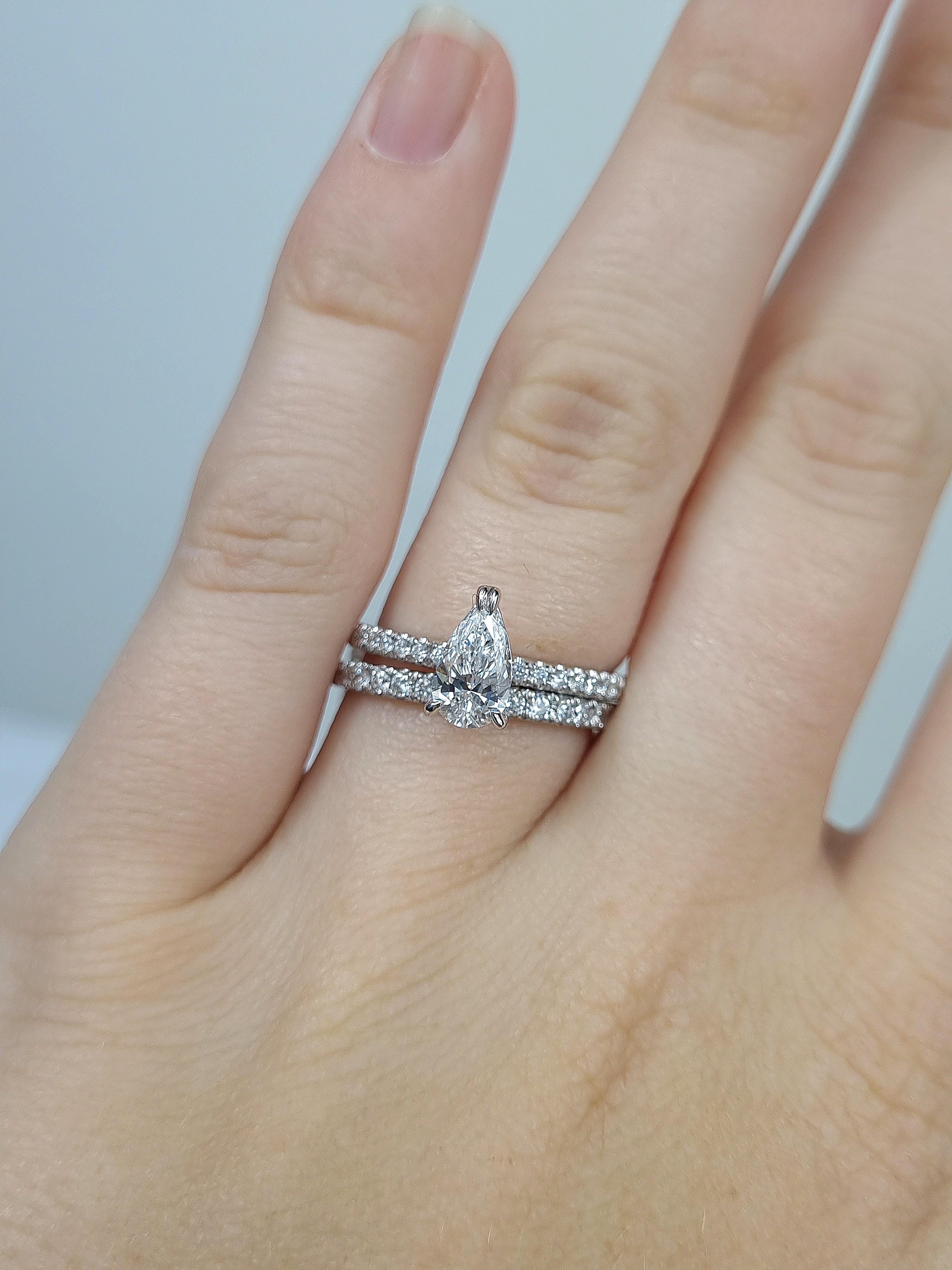 18ct White Gold Pear Cut Diamond Engagement Ring, 0.72ct Centre