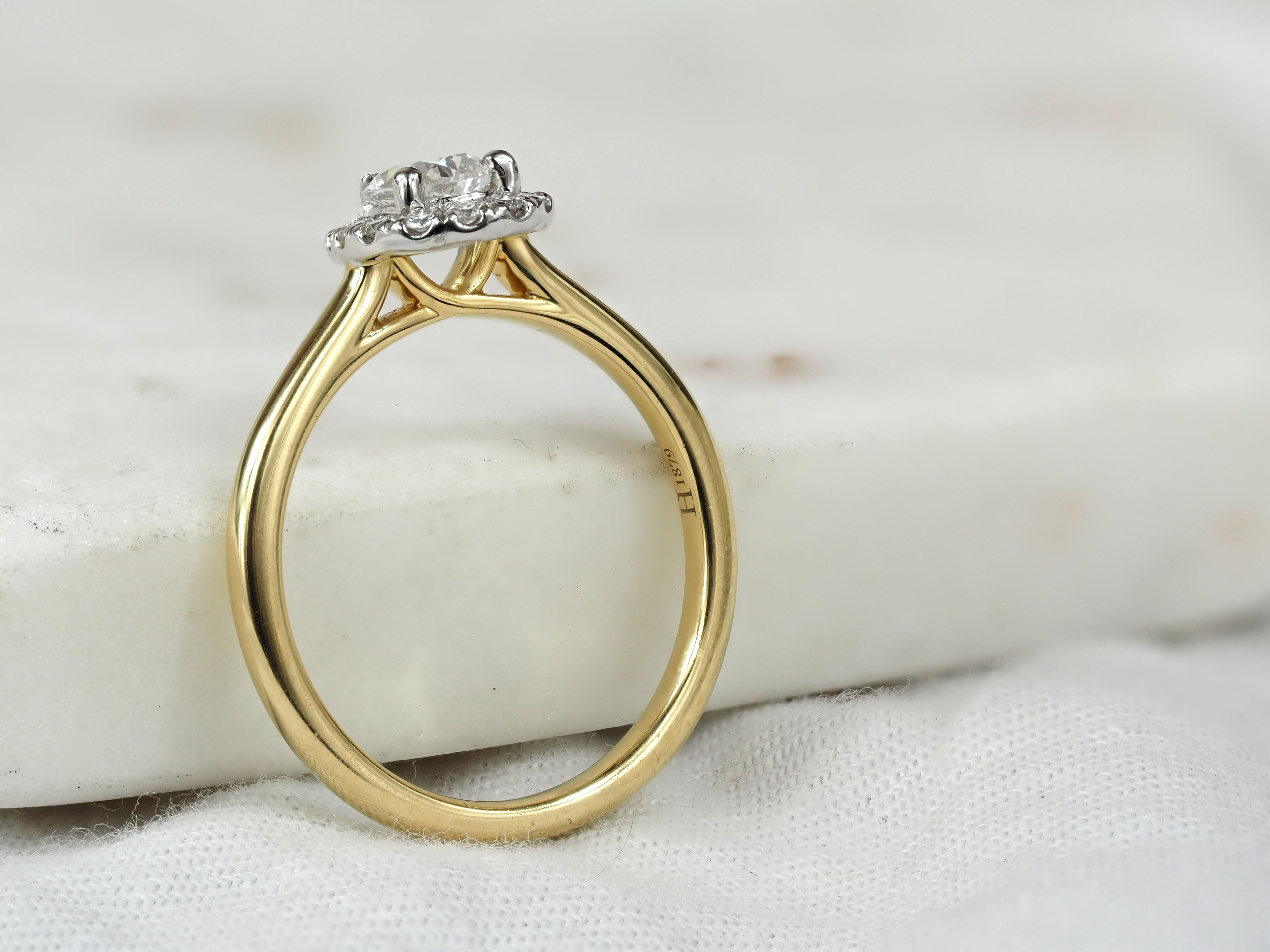 18ct Yellow and White gold Pear cut Diamond Engagement Ring, 0.50ct Centre