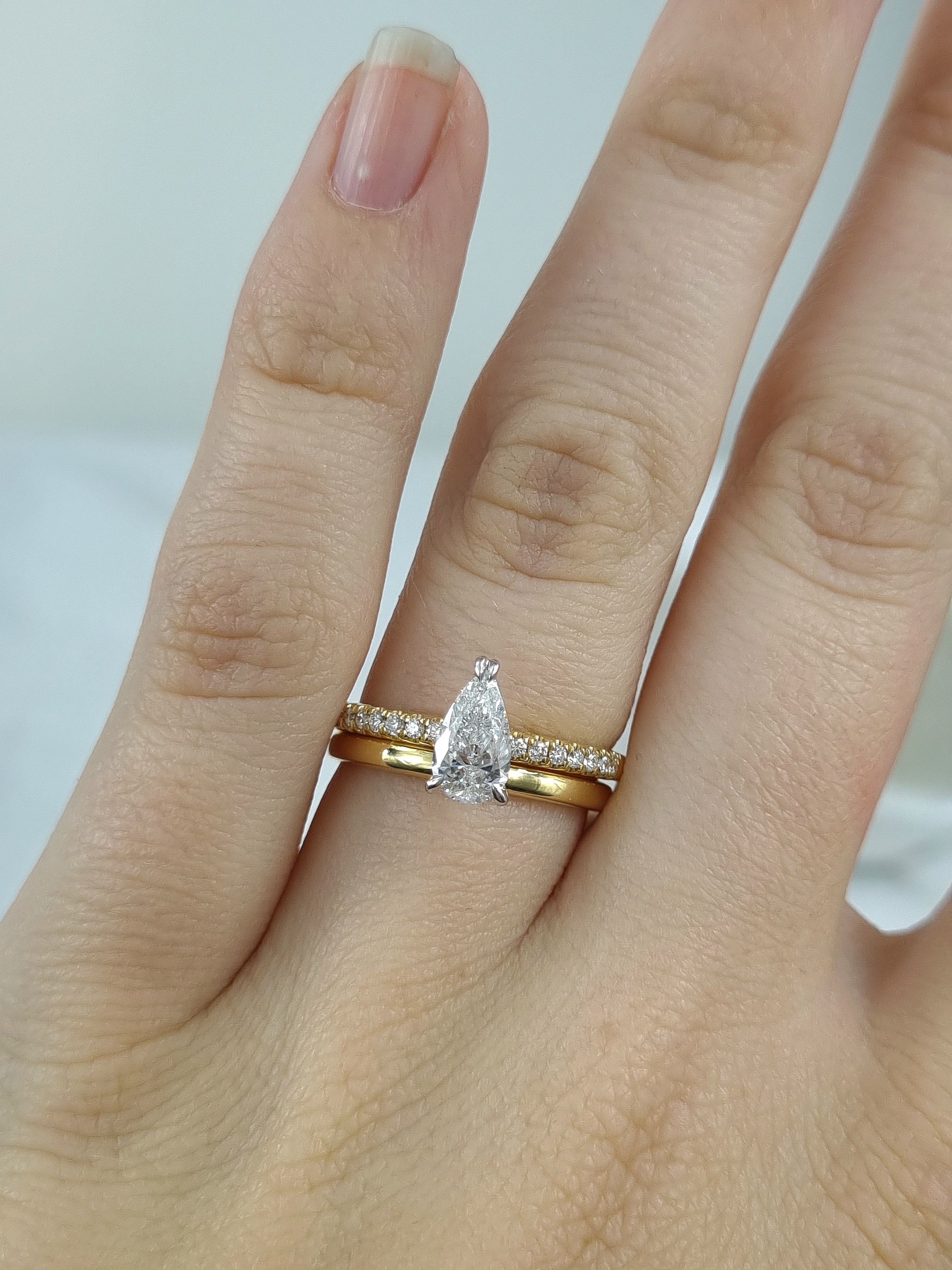 18ct Yellow and White Gold Pear Cut Diamond Engagement Ring, 0.71ct Centre