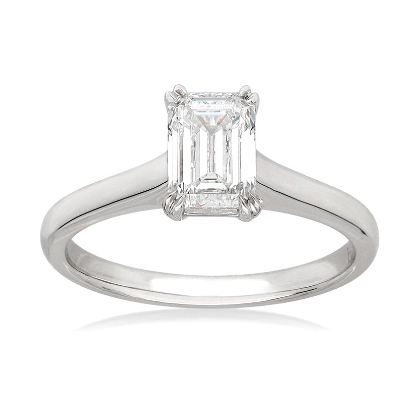 18ct White Gold Vero Lab-Grown Emerald cut Diamond ring, 1.02ct Centre