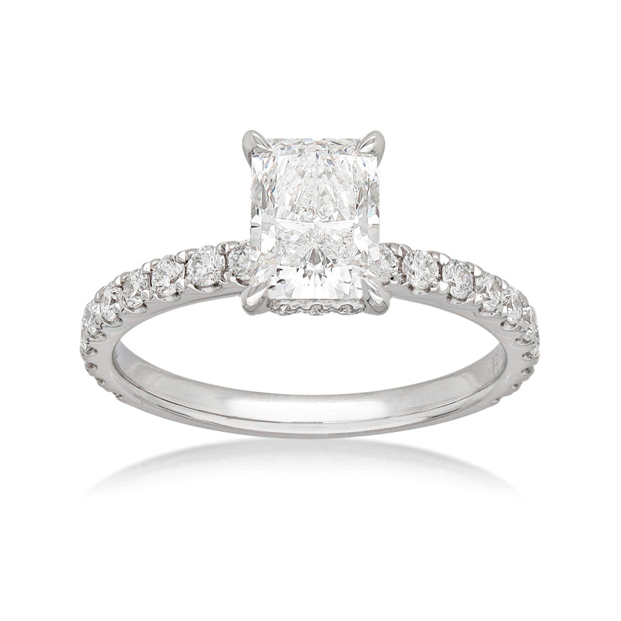 18ct White Gold Vero Lab-Grown Emerald-cut Radiant, 1.01ct centre