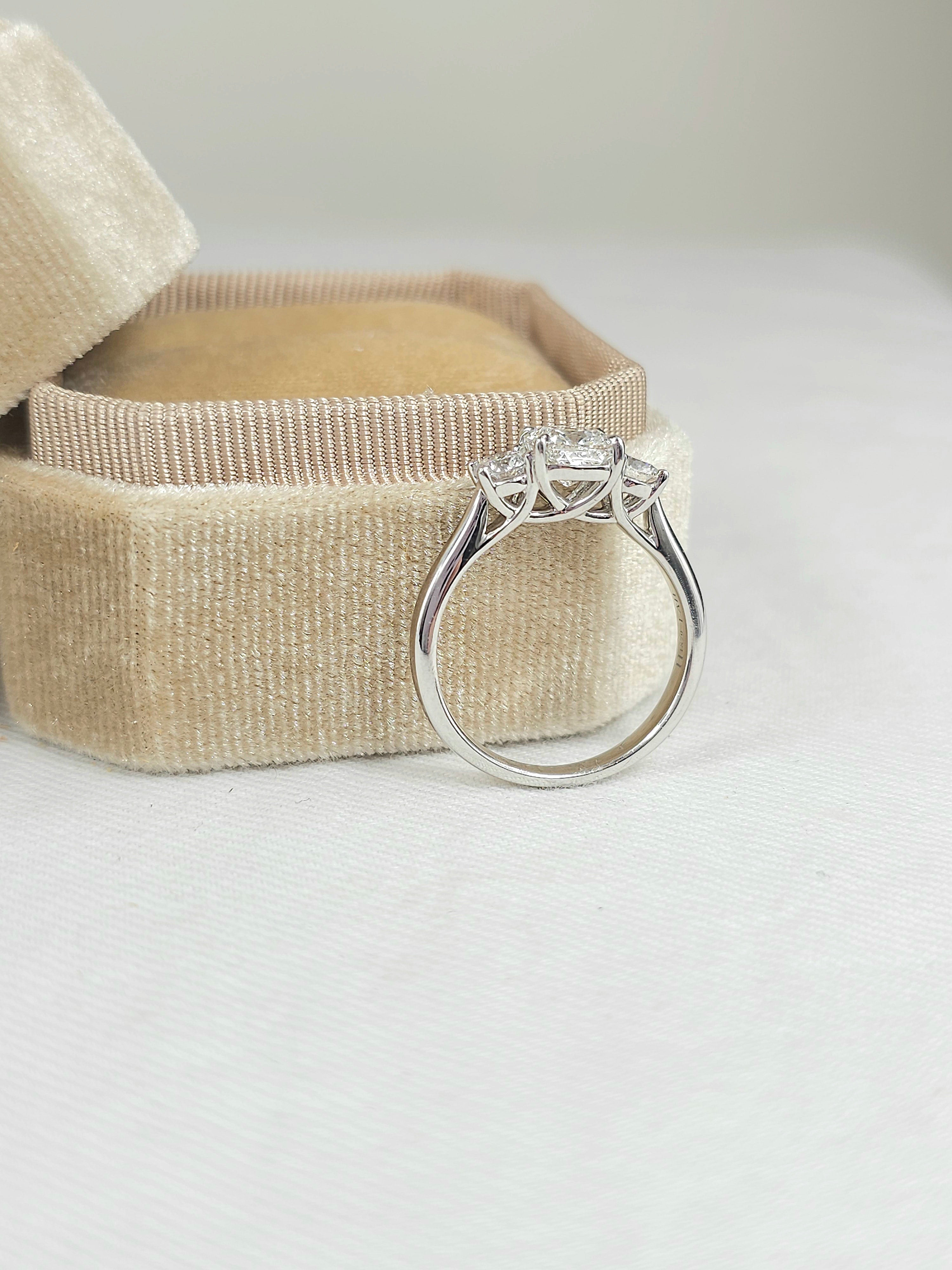 18ct White Gold Lab-Grown Cushion and Round Trilogy Diamond Engagement Ring, 1.02ct Centre