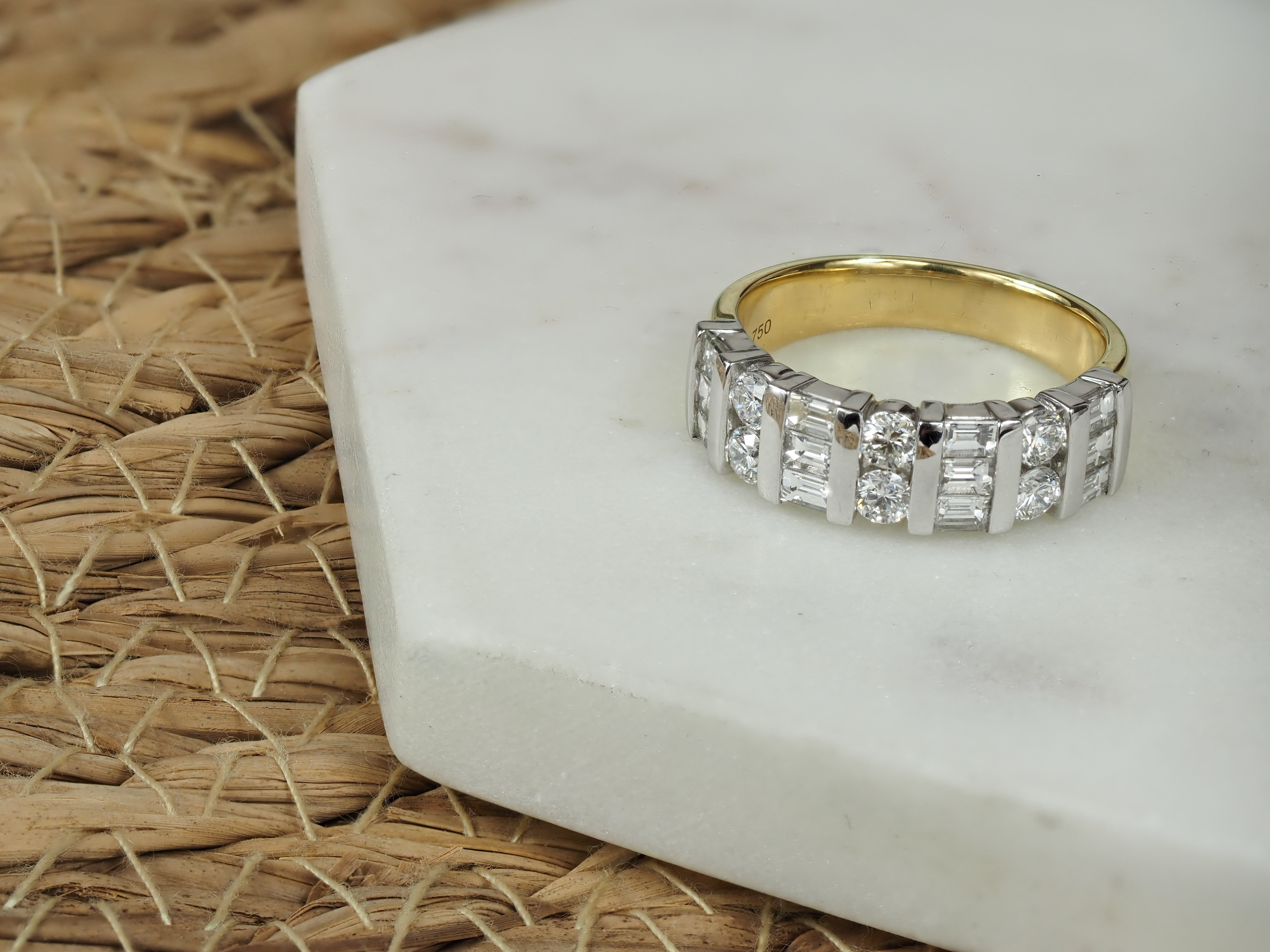 18ct Yellow and White Gold Wide Tension Set Diamond Ring, 1.84ct