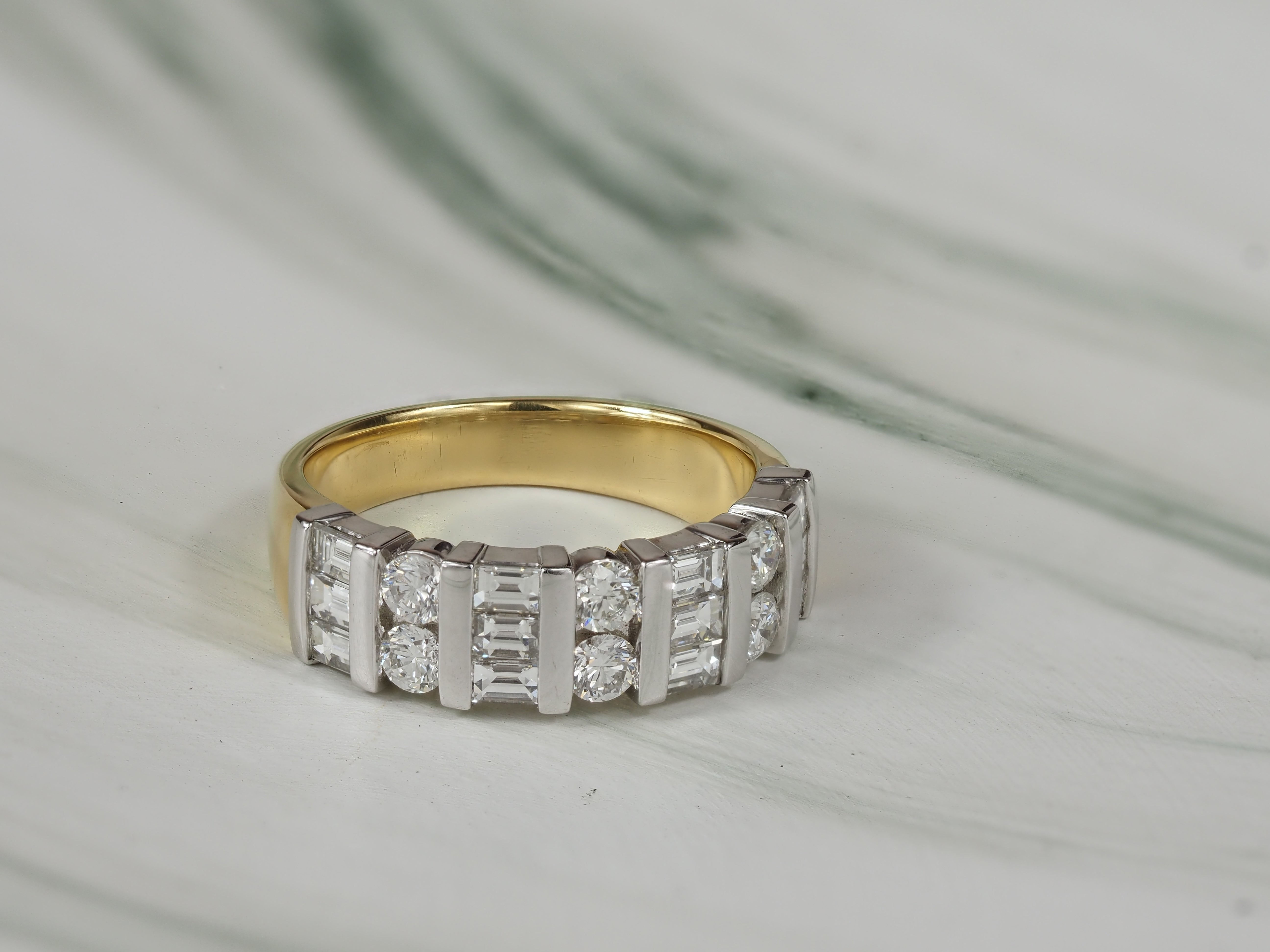 18ct Yellow and White Gold Wide Tension Set Diamond Ring, 1.84ct