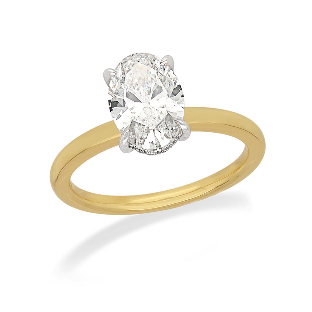 18ct Yellow and White Gold Vero Lab-Grown Oval Diamond ring, 1.57ct centre