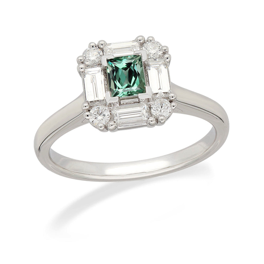 18ct White Gold Alexandrite and Diamond ring, 0.39ct centre