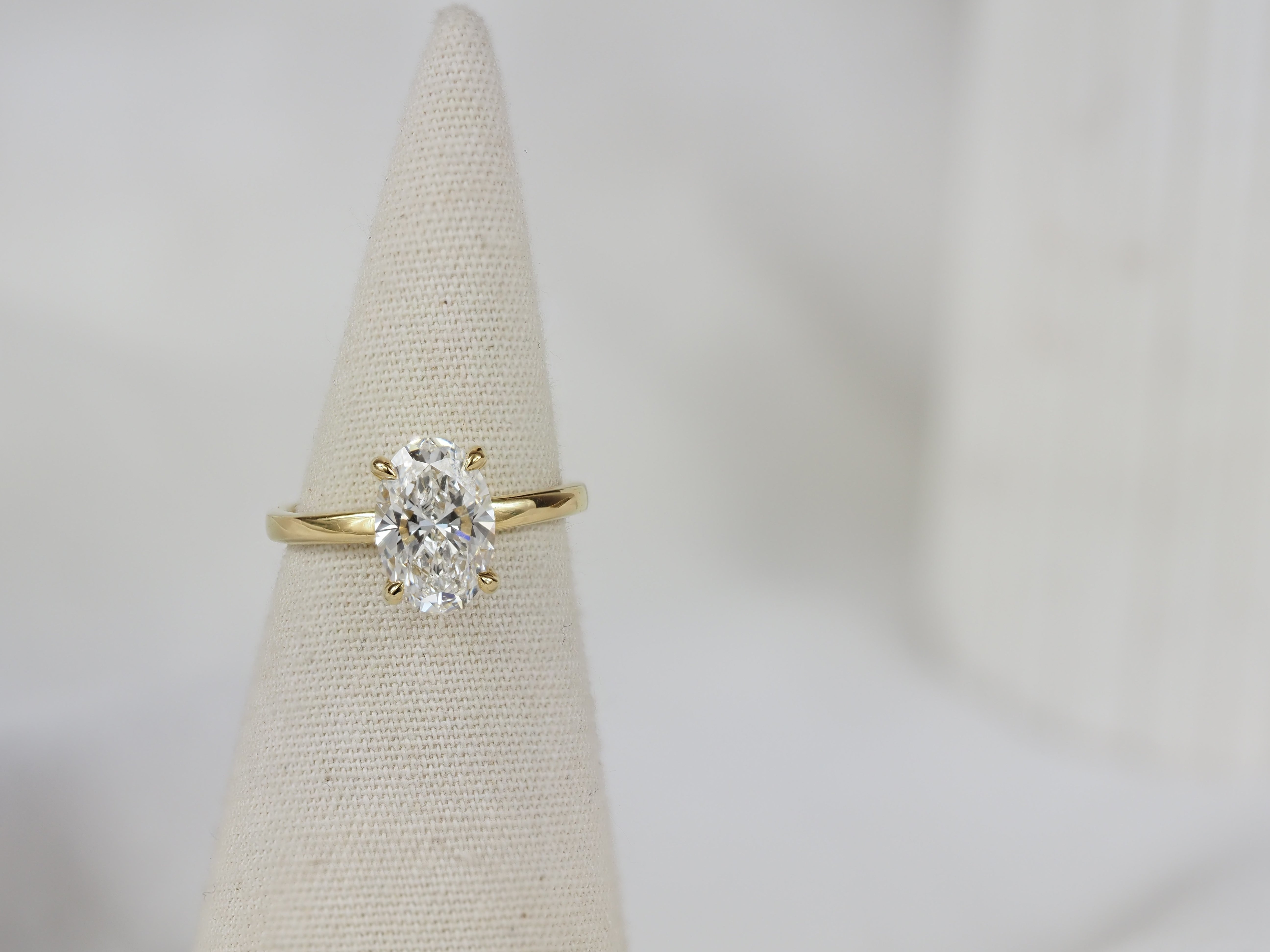 18ct Yellow Gold Lab-Grown Oval Diamond Engagement Ring, 2.06ct centre