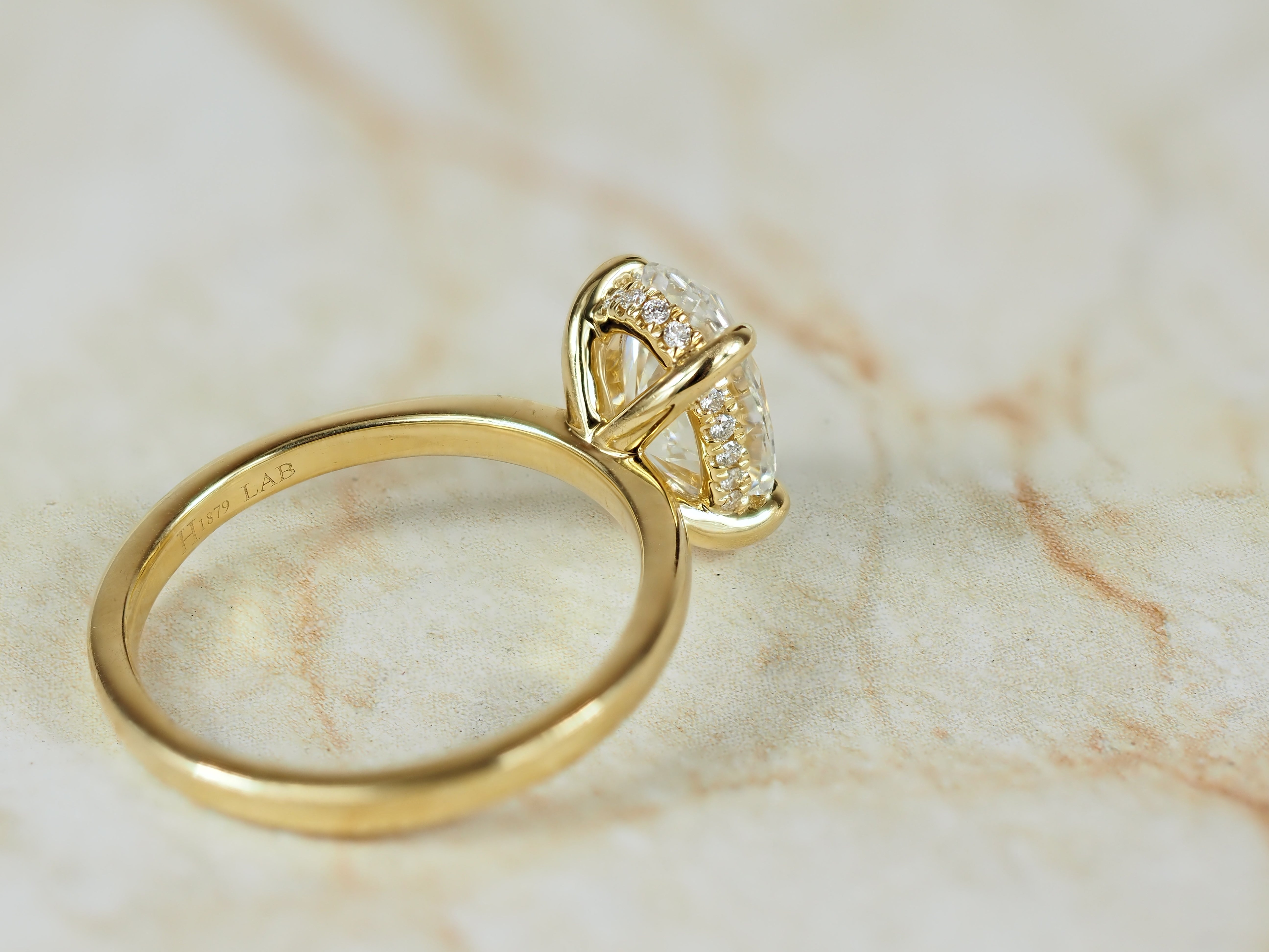 18ct Yellow Gold Lab-Grown Oval Diamond Engagement Ring, 2.06ct centre