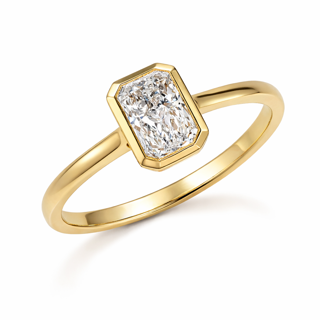 18ct Yellow Gold Radiant Lab-Grown Diamond Engagement Ring, 1.36ct Centre