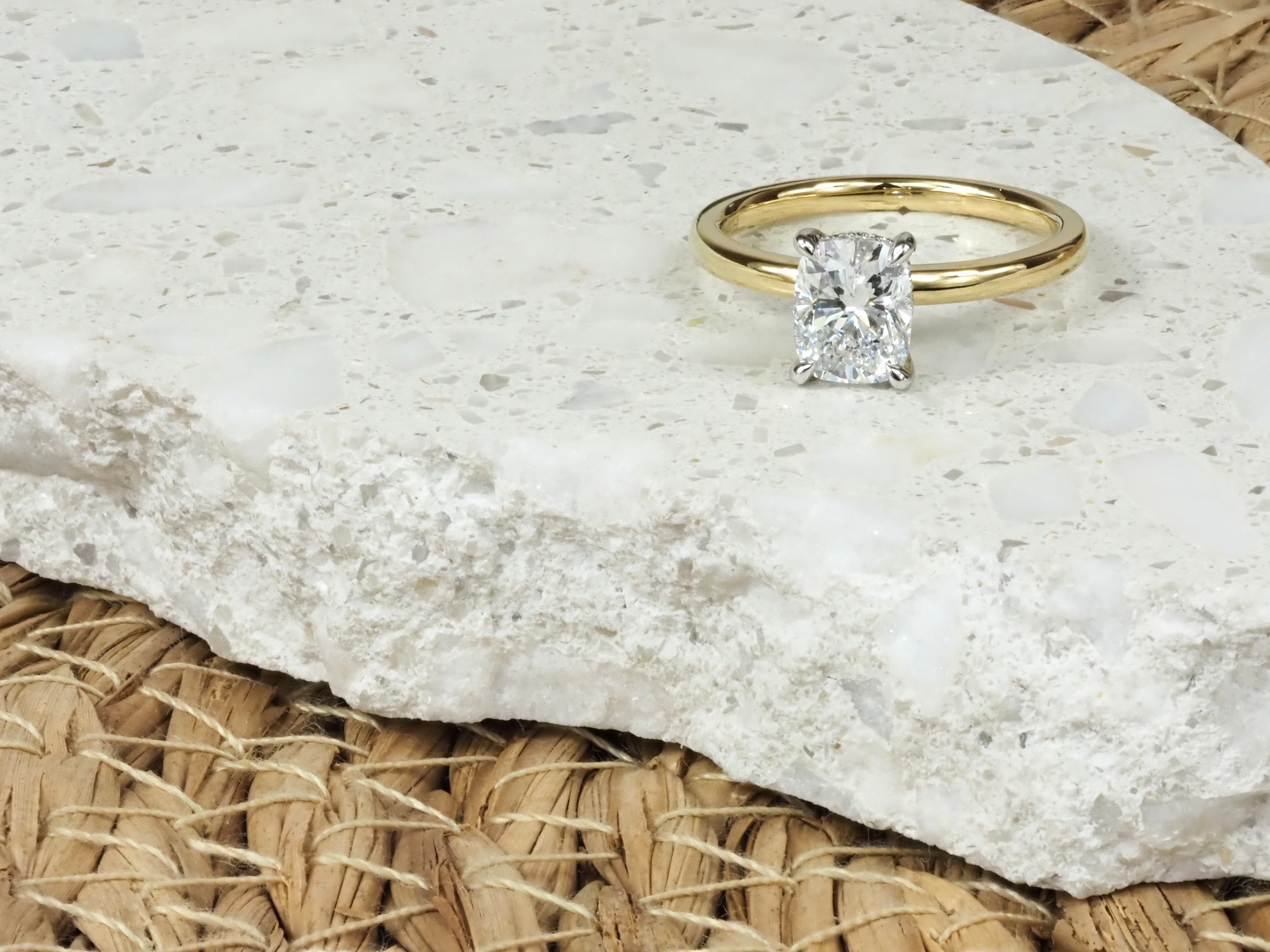 18ct Yellow and Platinum Cushion Lab-Grown Diamond Engagement Ring, 1.52ct Centre