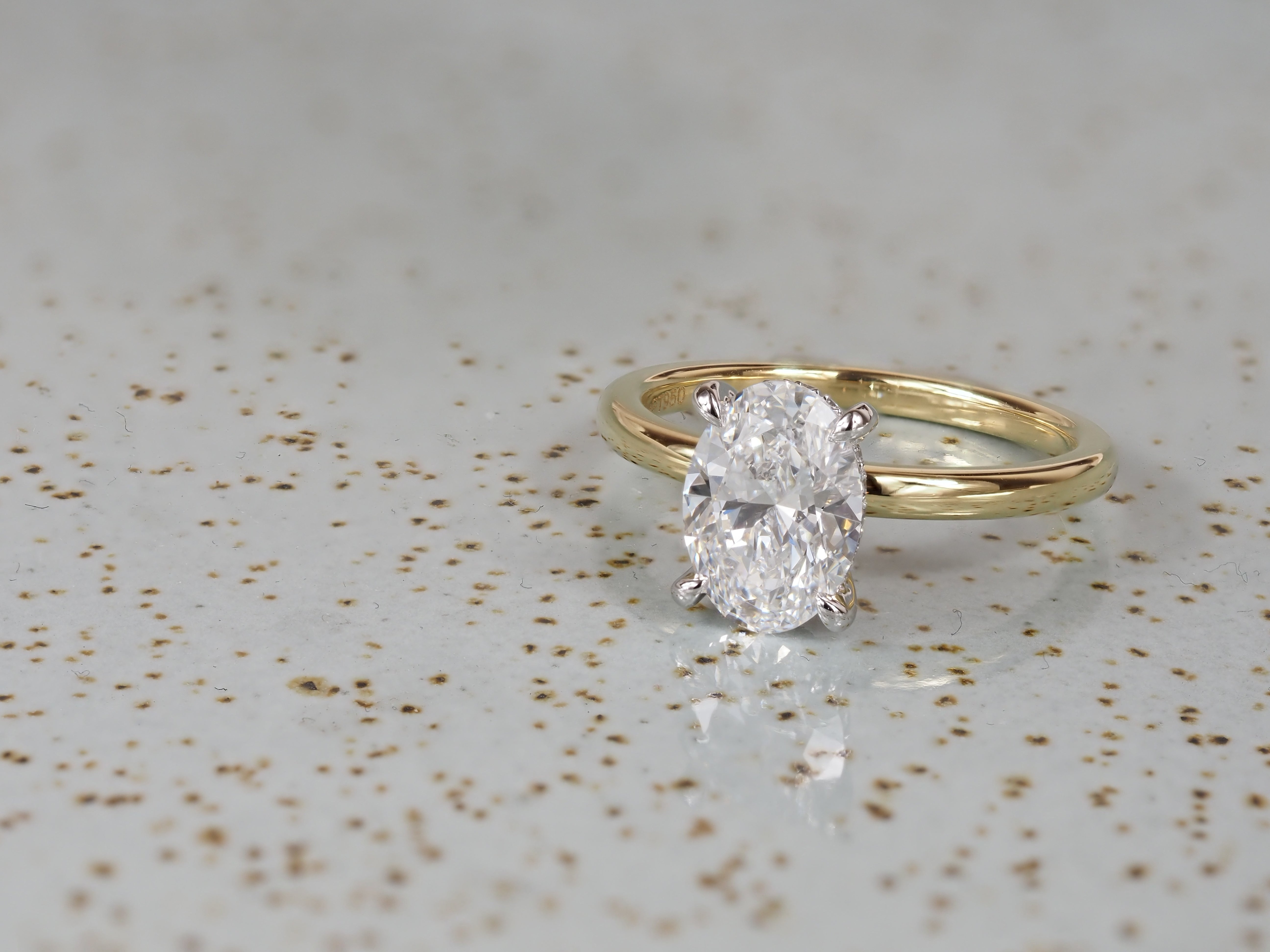 18ct Yellow Gold and Platinum Oval Lab-Grown Diamond Engagement Ring, 1.91ct Centre