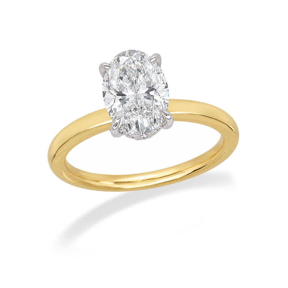 18ct Yellow Gold and Platinum Oval Lab-Grown Diamond Engagement Ring, 1.91ct Centre