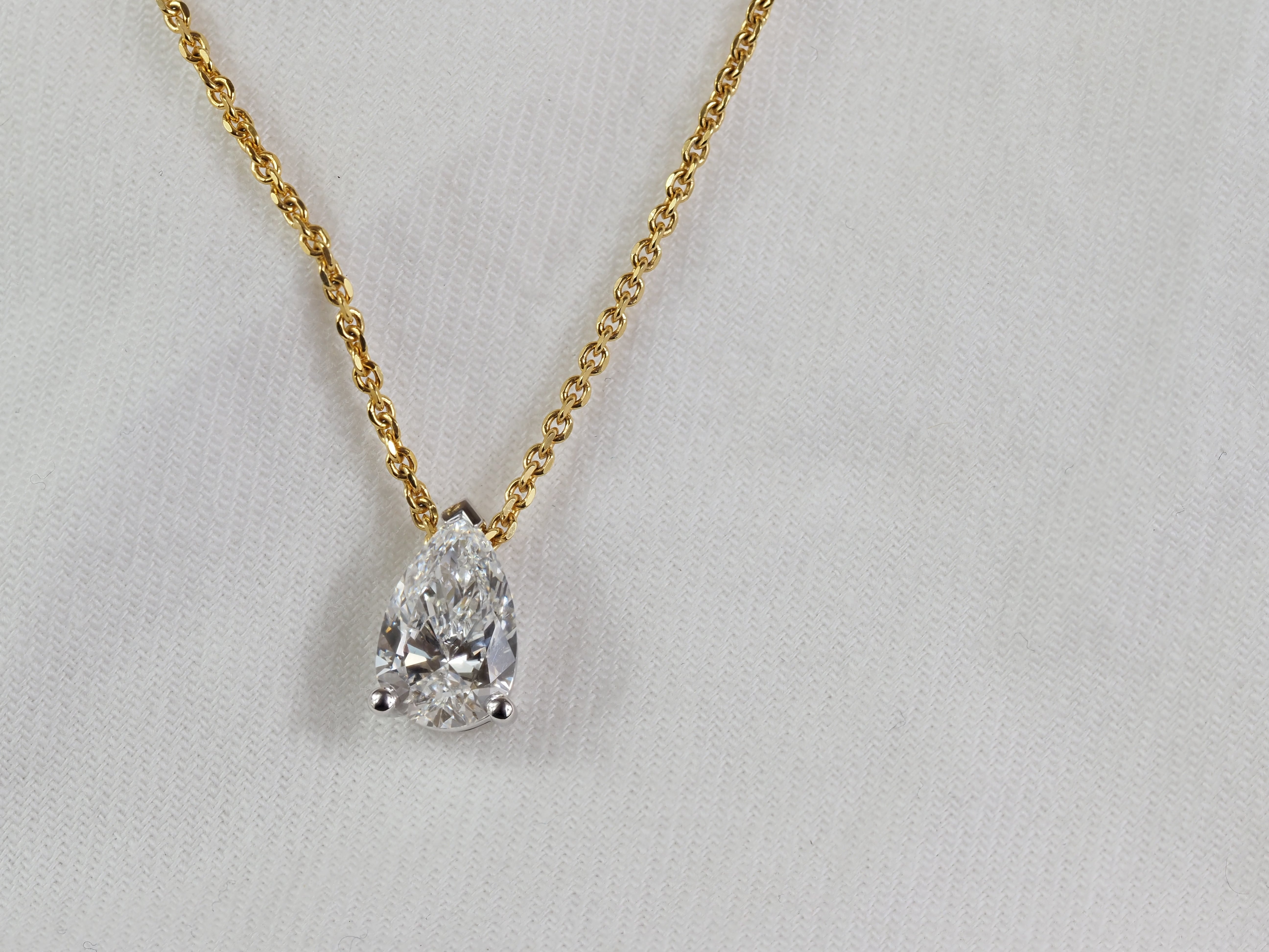 9ct White Gold Pear Lab-Grown Diamond Slider Pendant, 1.57ct