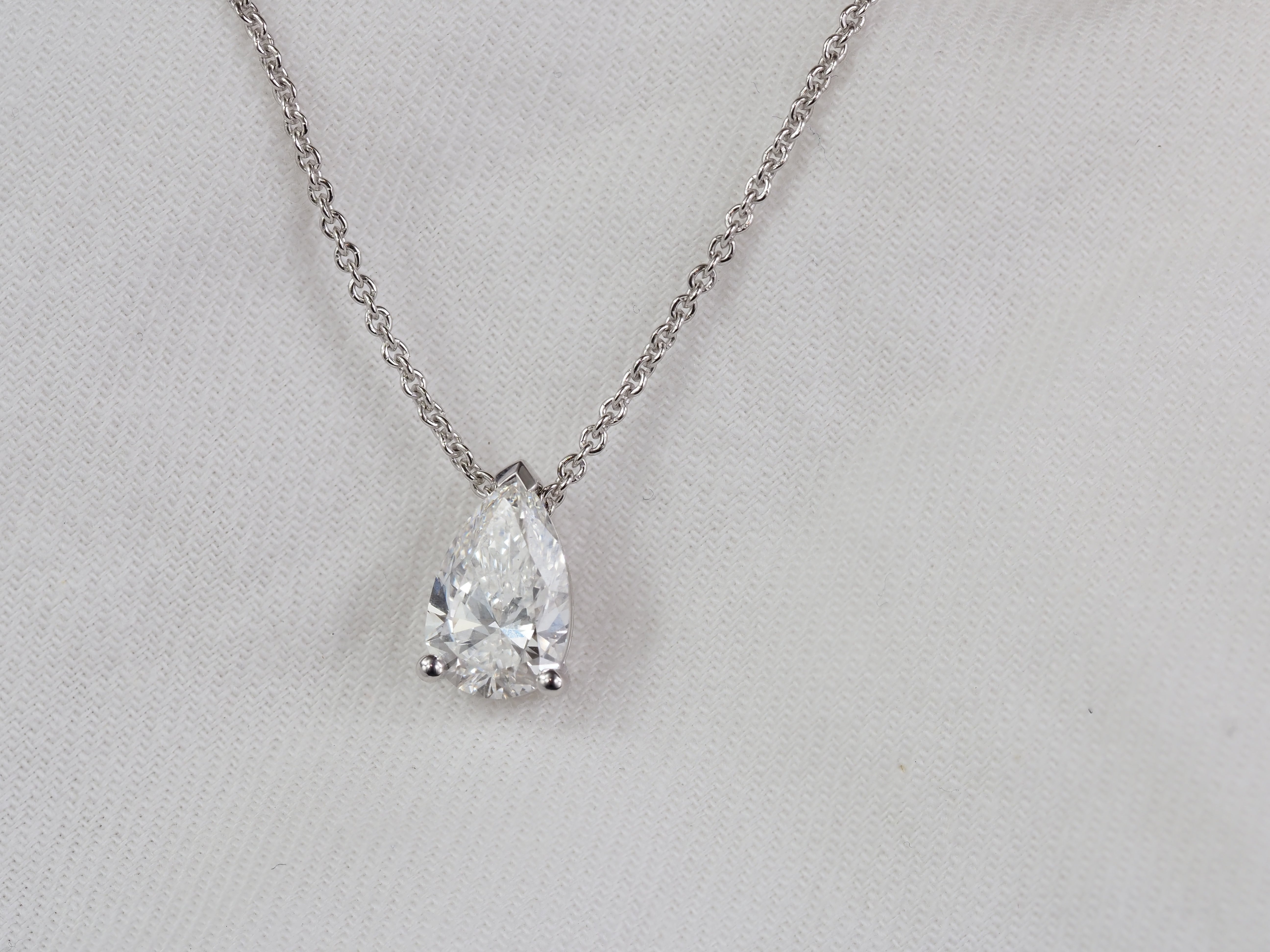 9ct White Gold Pear Lab-Grown Diamond Slider Pendant, 1.57ct