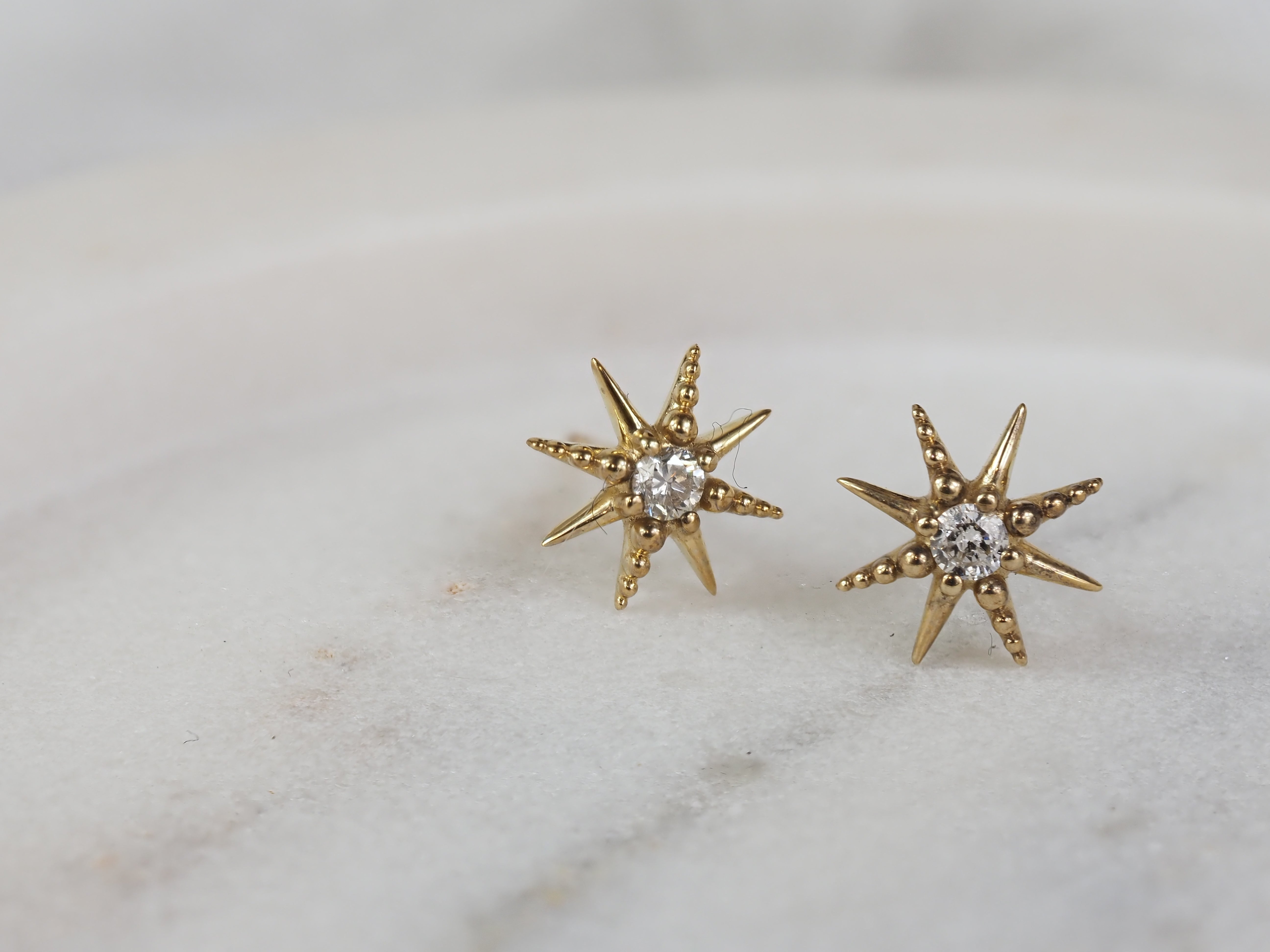 9ct Yellow Gold Diamond Star Stud Earrings