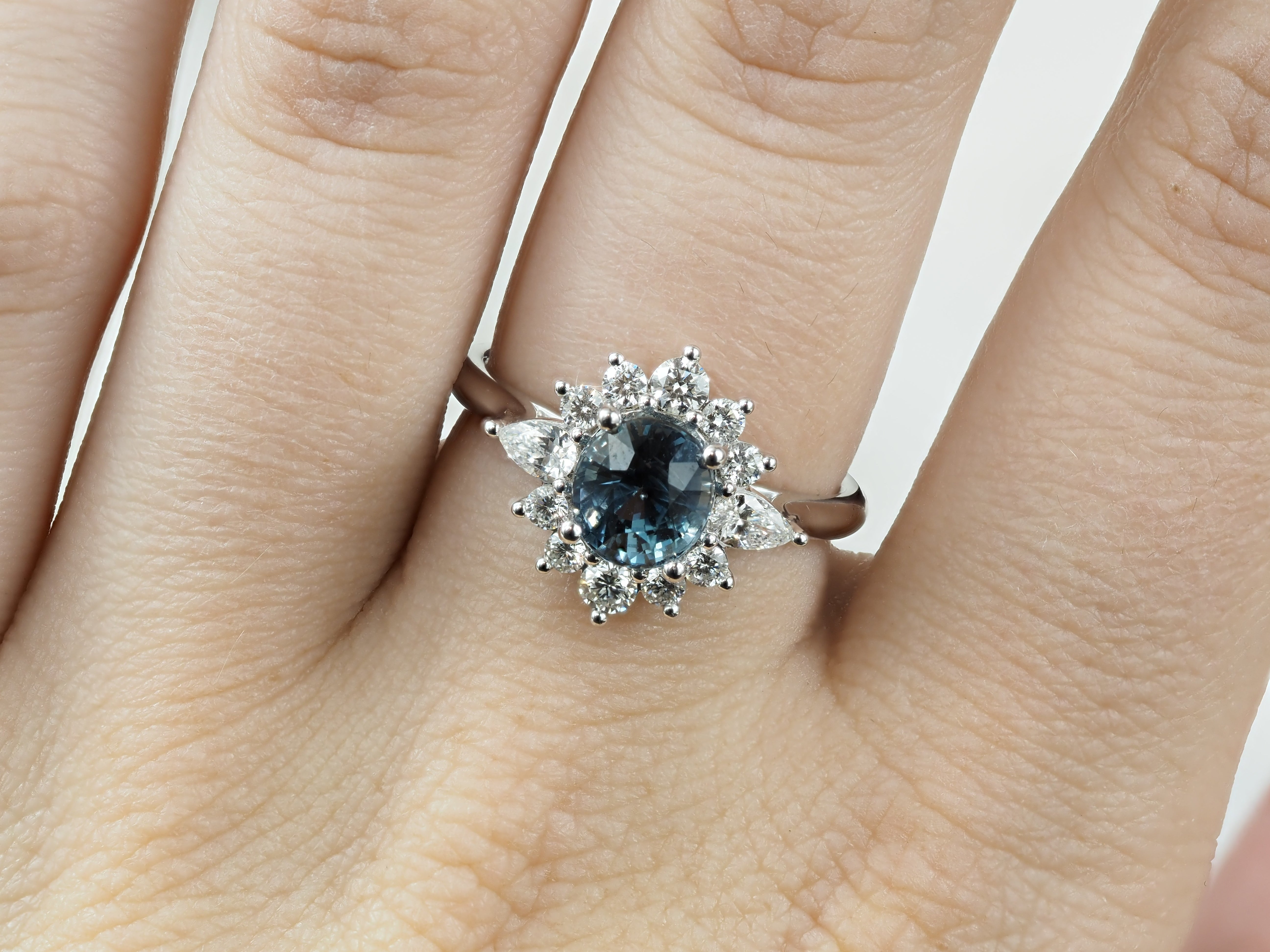 18ct White Gold 1.86 carat Montana Sapphire and Diamond ring