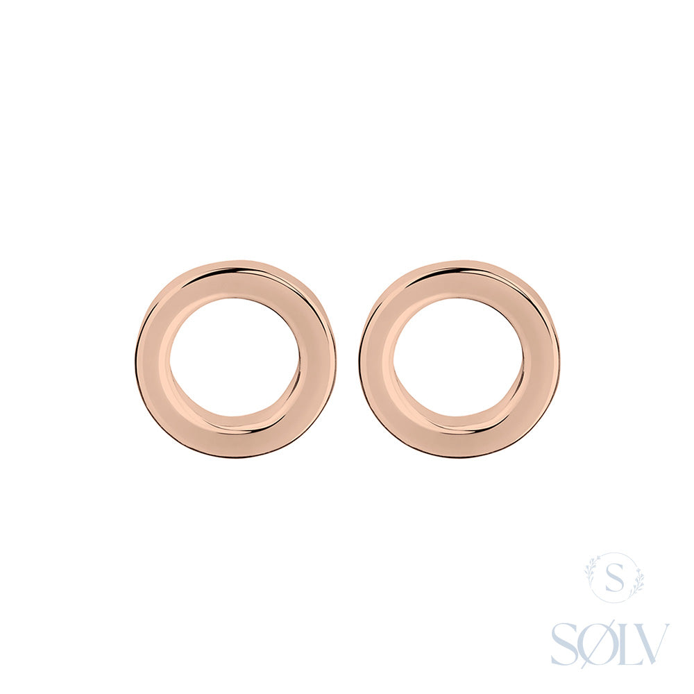 Solv Sterling Silver Gold Plated Open Circle Stud Earrings