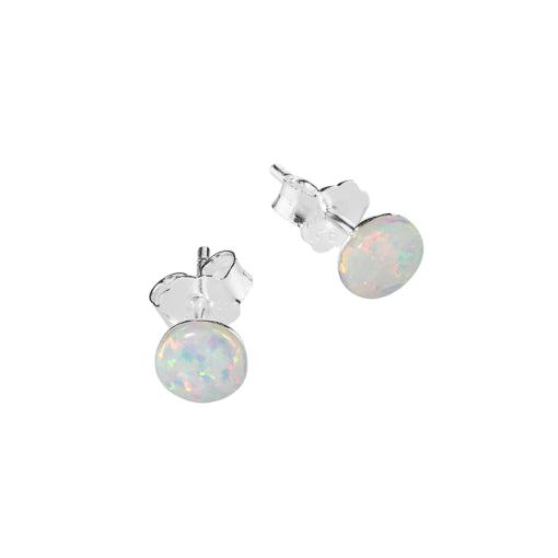 Solv Sterling Silver Opalite Stud Earrings
