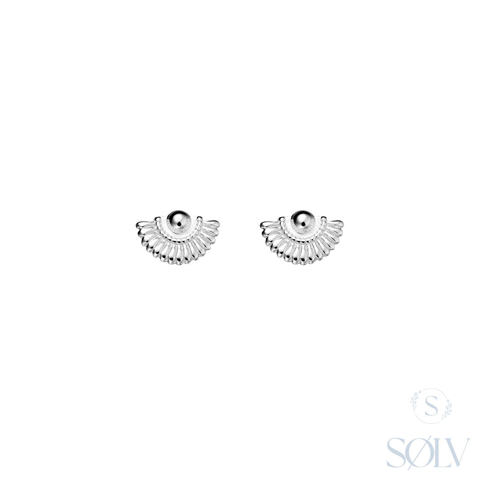 Solv Sterling Silver Half Shell Stud Earrings