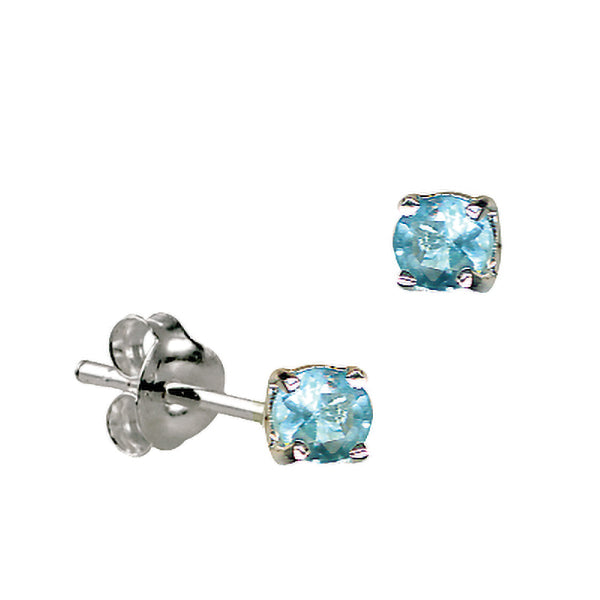 Sterling Silver March Birthstone Stud Earrings