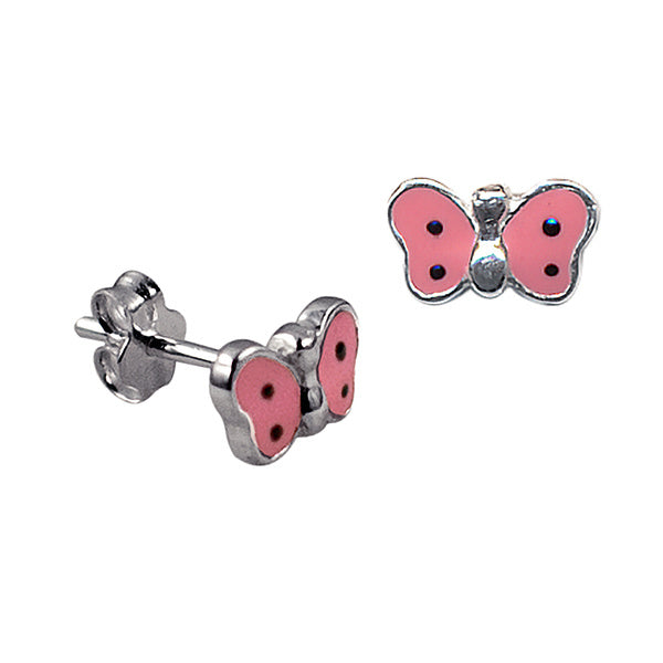 Sterling Silver Enmael Butterfly Stud Earrings