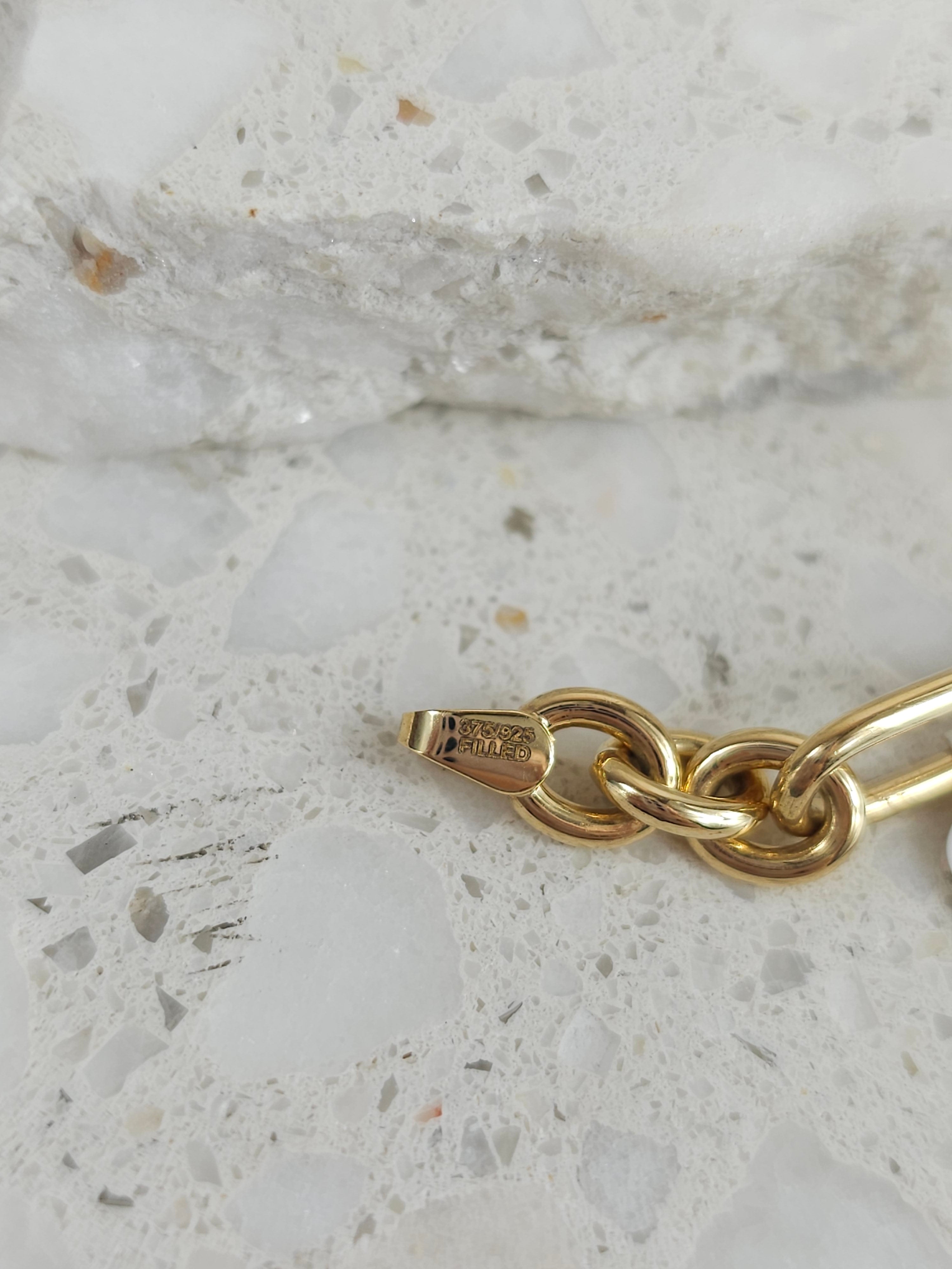 9ct Yellow Gold Silver filled 3 to 1 cable bracelet, 19cm