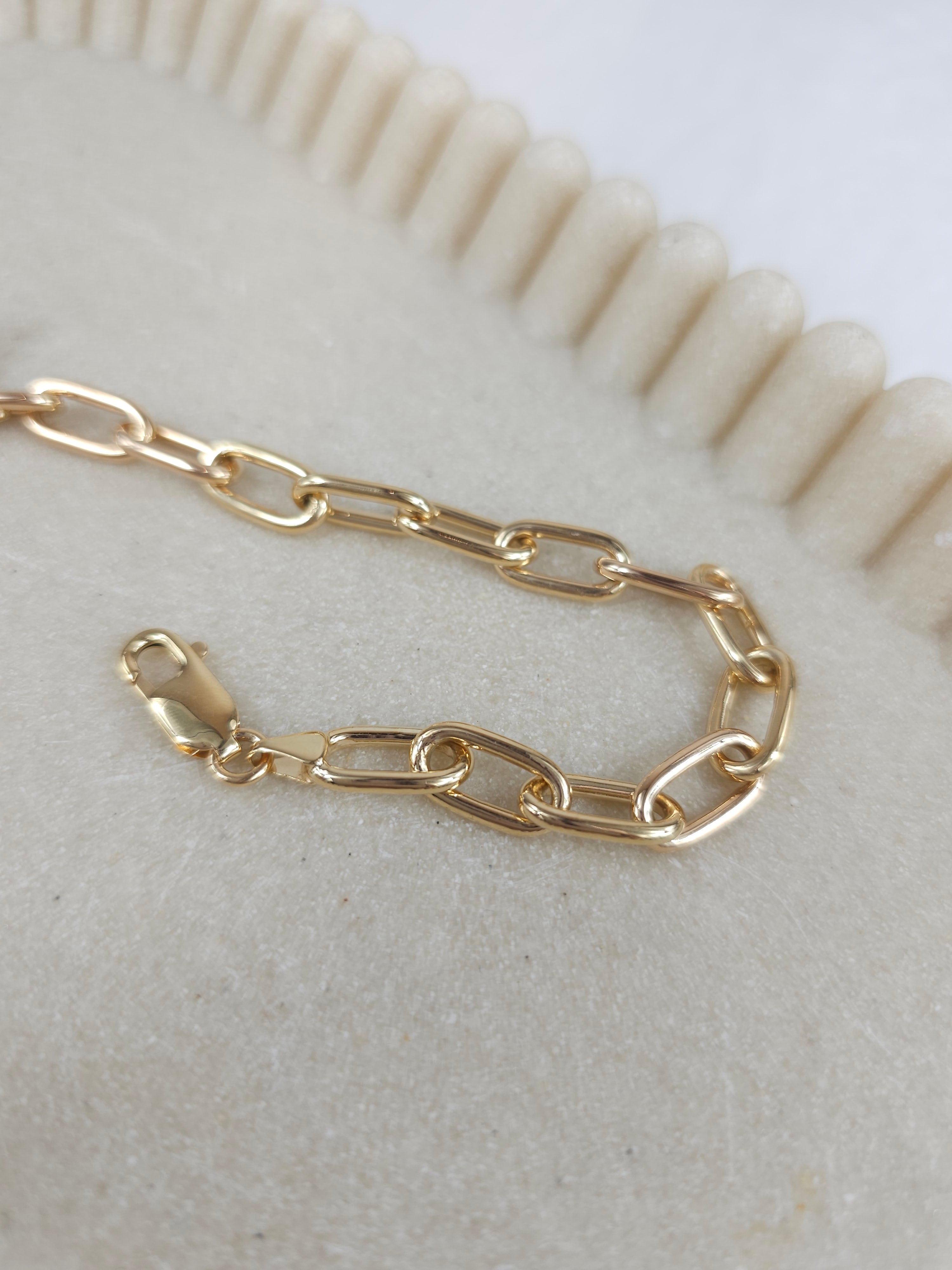 9ct Yellow Gold silver filled Oval cable bracelet, 19cm