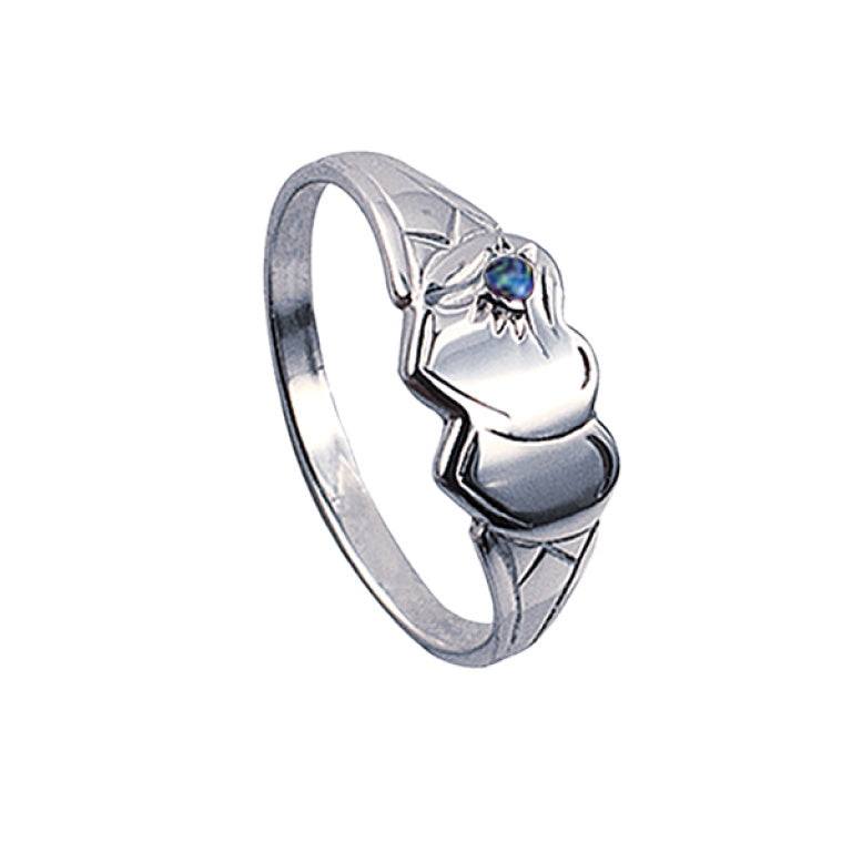 Sterling Silver Double Heart Signet Ring
