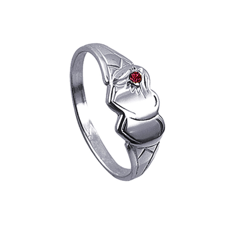 Sterling Silver Double Heart Signet Ring