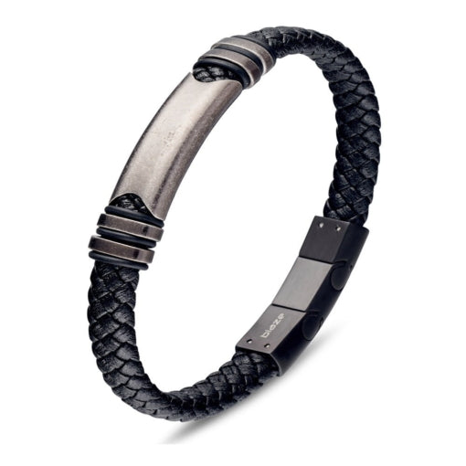 Solv Stainless Steel Leather Bracelet