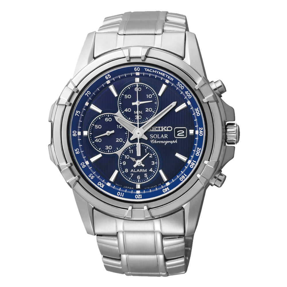 Seiko Men's Conceptual 42.5mm Stainless Steel Solar Chronograph Watch 100M SSC141P-9