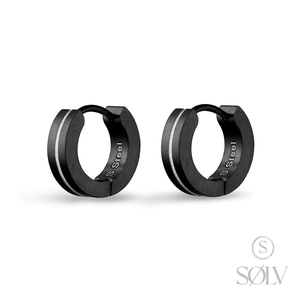 Solv Stainless Steel Black Plated Huggie Earrings