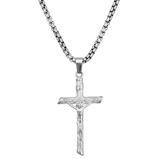 Stainless Steel Crucifix With Box Chain