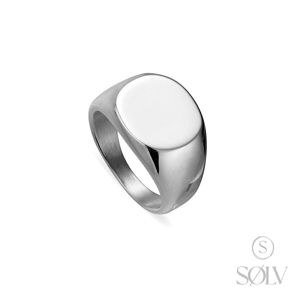 Solv Stainless Steel Signet Ring, size 10
