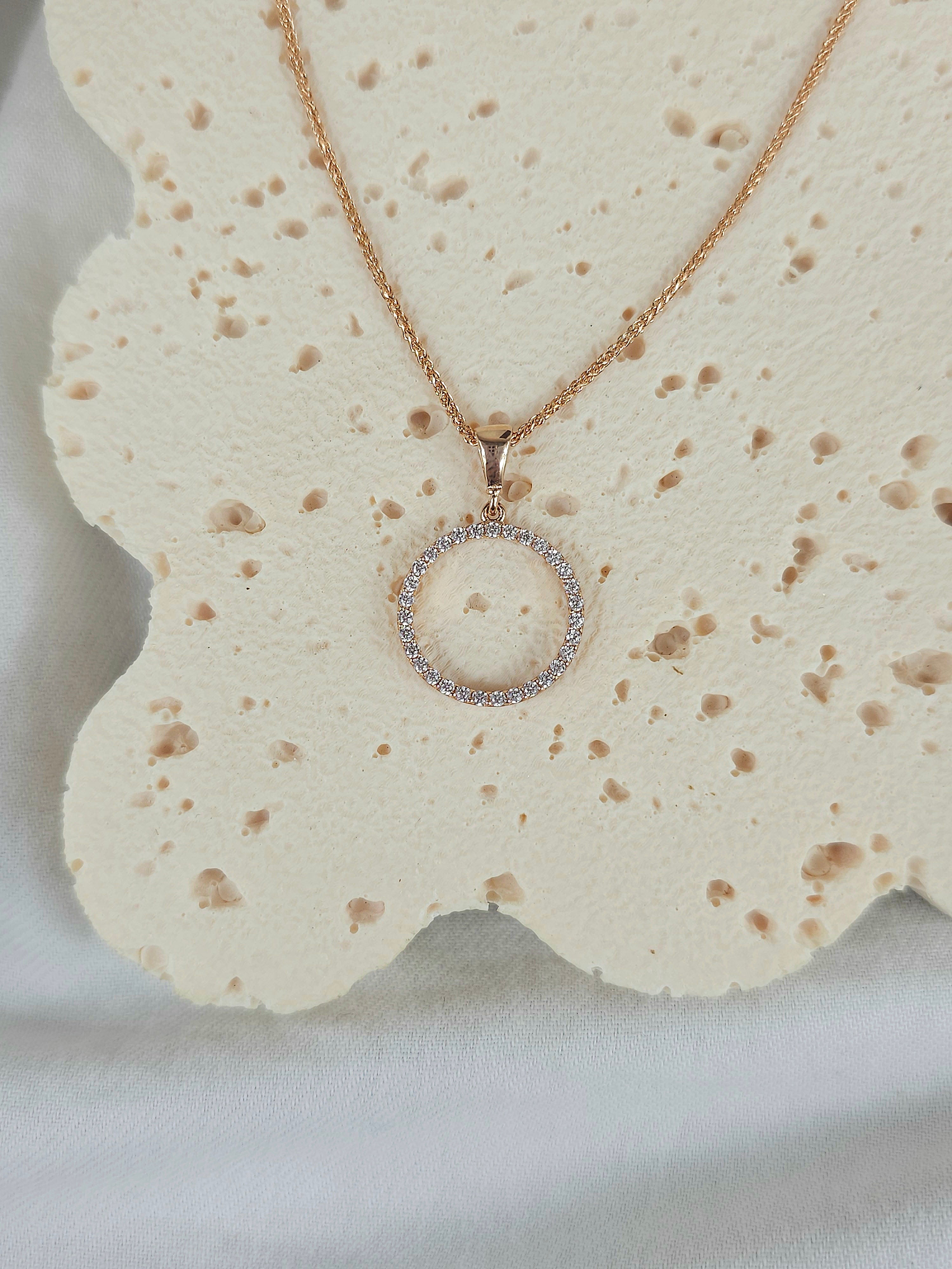 9ct Rose Gold Cubic Zirconia Circle of Life Pendant.