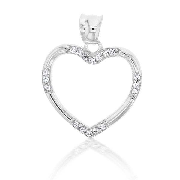 9ct White Gold CZ heart pendant