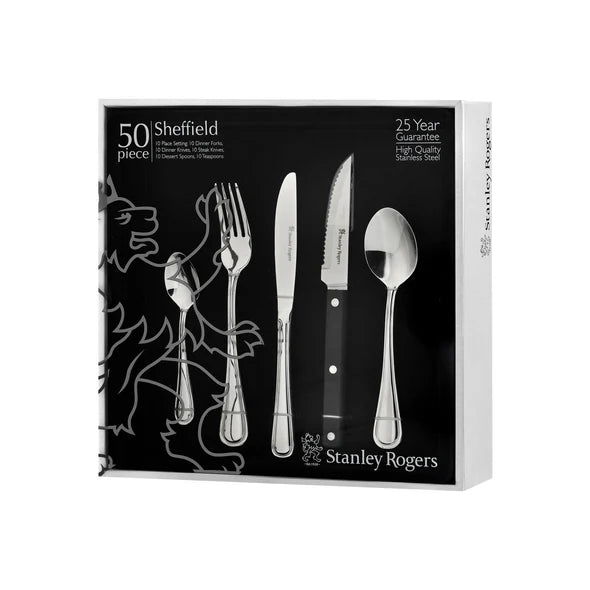Stanley Rogers Sheffield 50 Piece Cutlery Set - 10 Place Settings