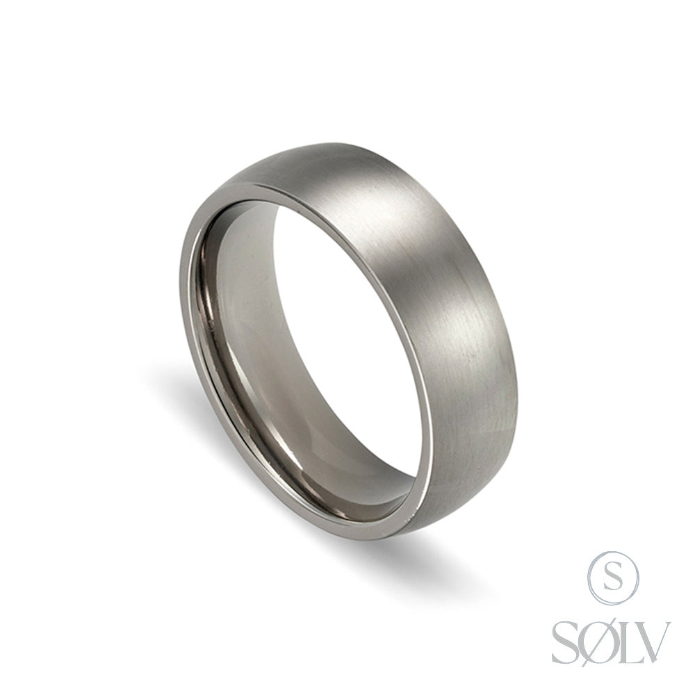 Solv Titanium Matte Steel Coloured Finish Ring, Size 10