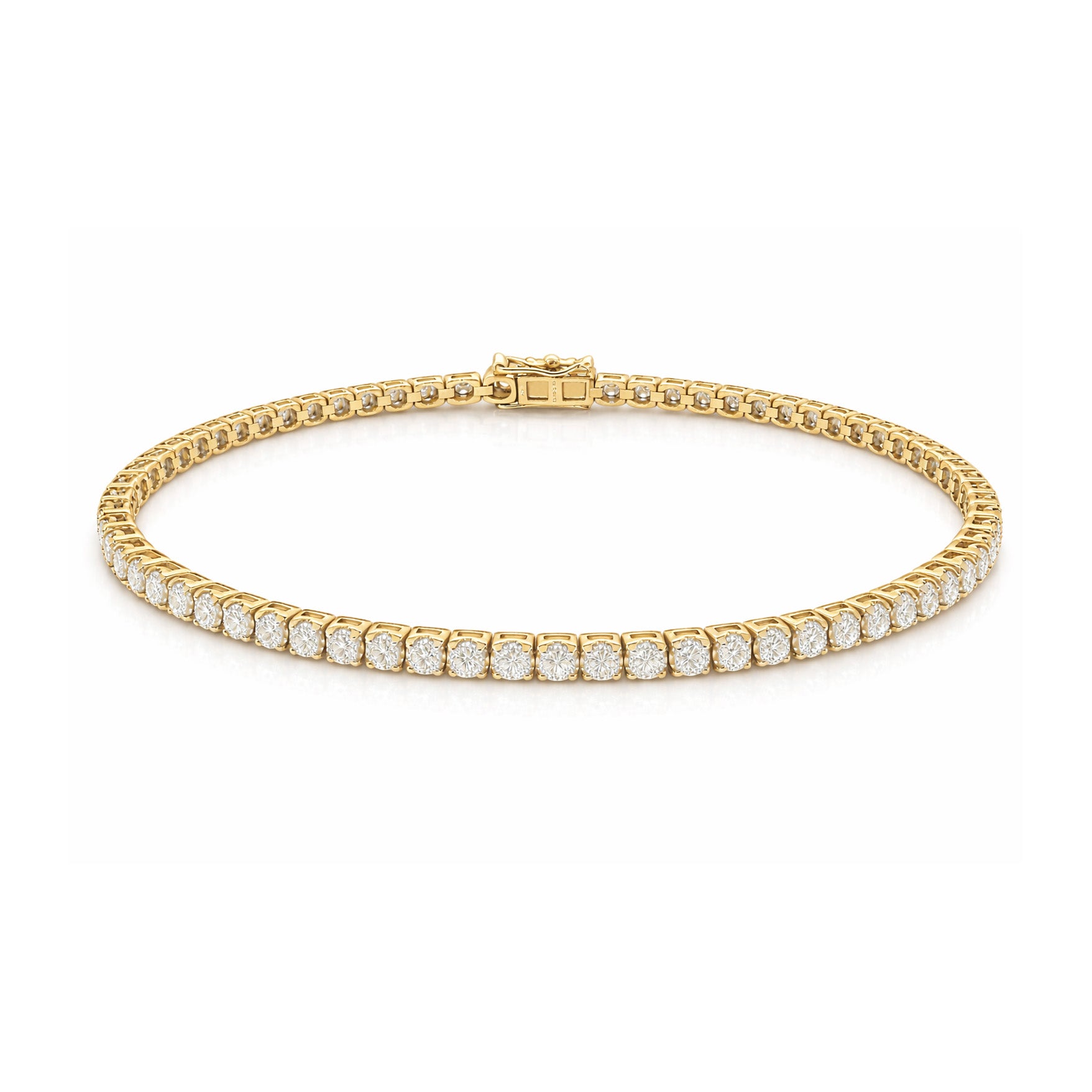 9ct Yellow Gold Lab-Grown Diamond Tennis Bracelet, 2ct Total