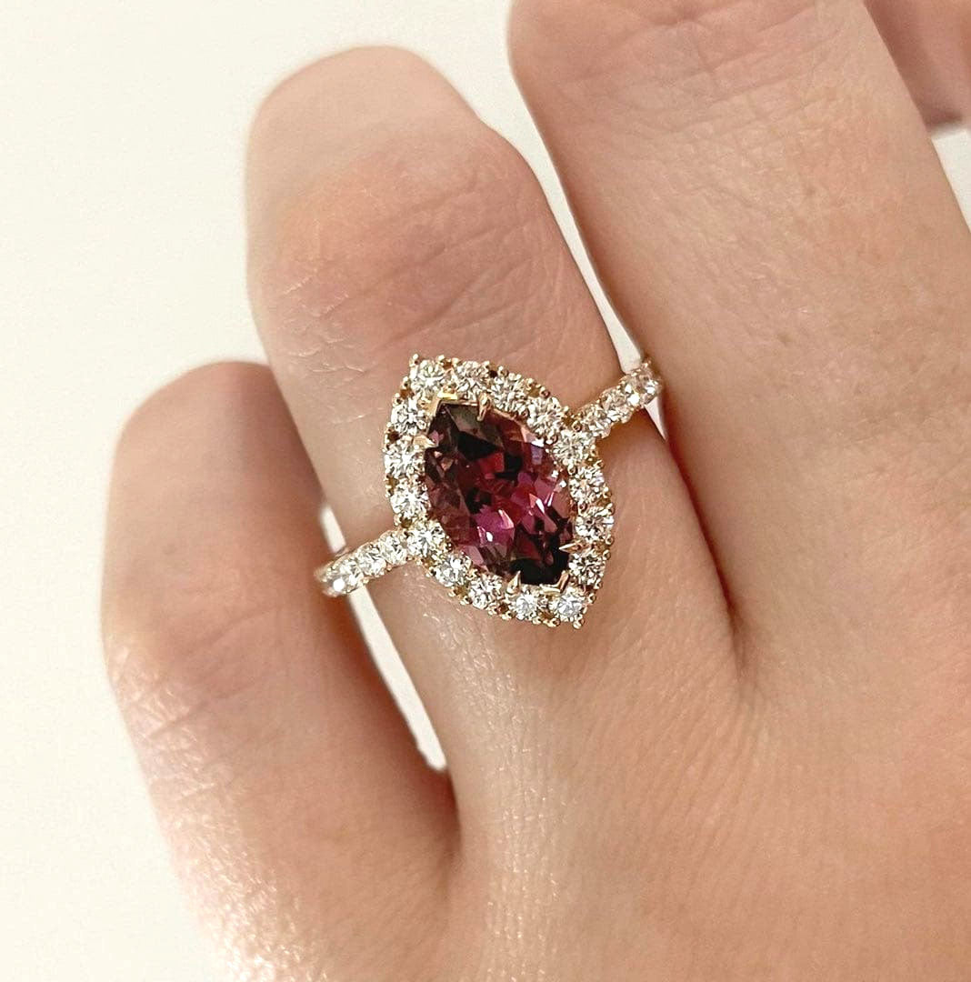 18ct Rose Gold Pink Tourmaline & Diamond Ring, 1.33ct centre