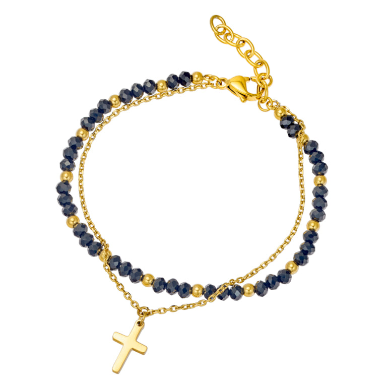 Solv Stainless Steel Yellow Gold Plated Duo Bracelet