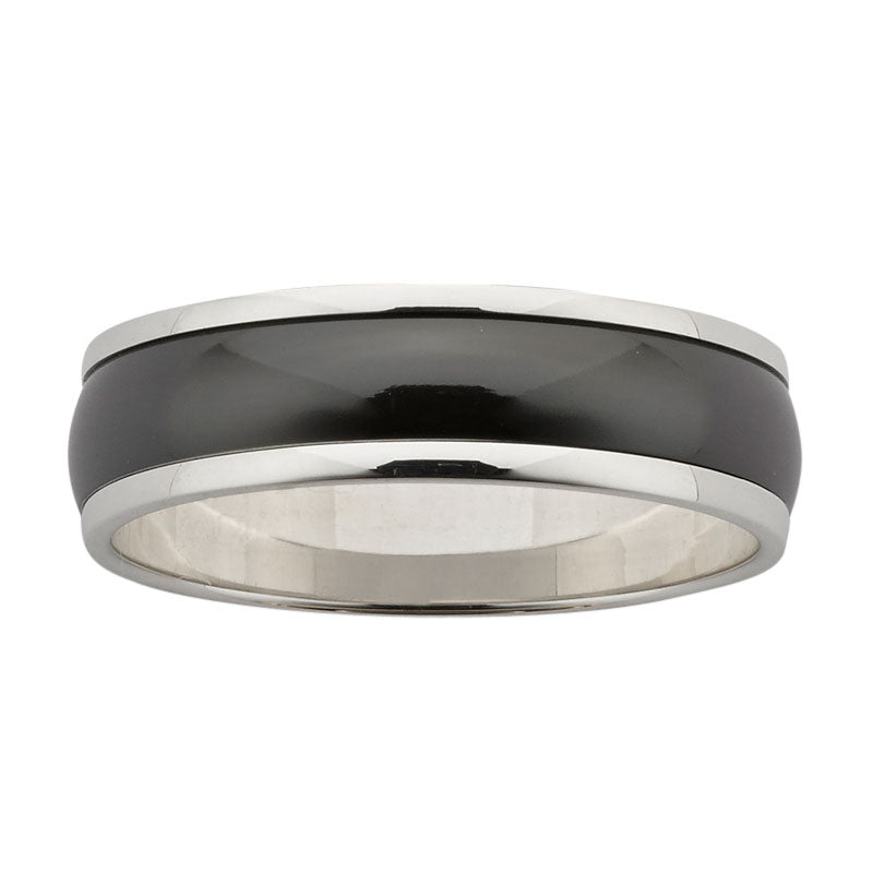 Zirconium and Sterling Silver Wedding Band, 6mm, Size V