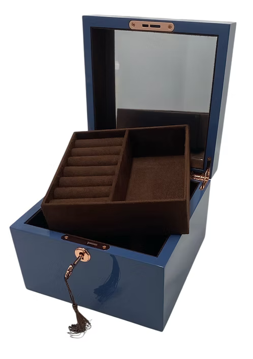 Navy Blue Square Jewellery Box